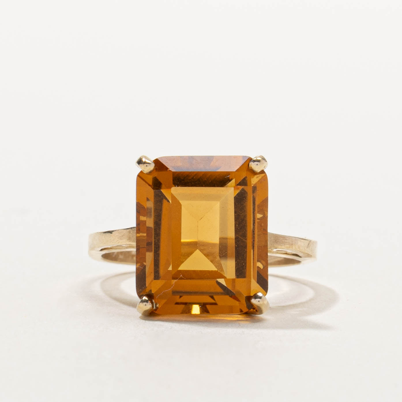 10k Solitaire Rectangle Cut Citrine Ring | 5.50ct | SZ 5