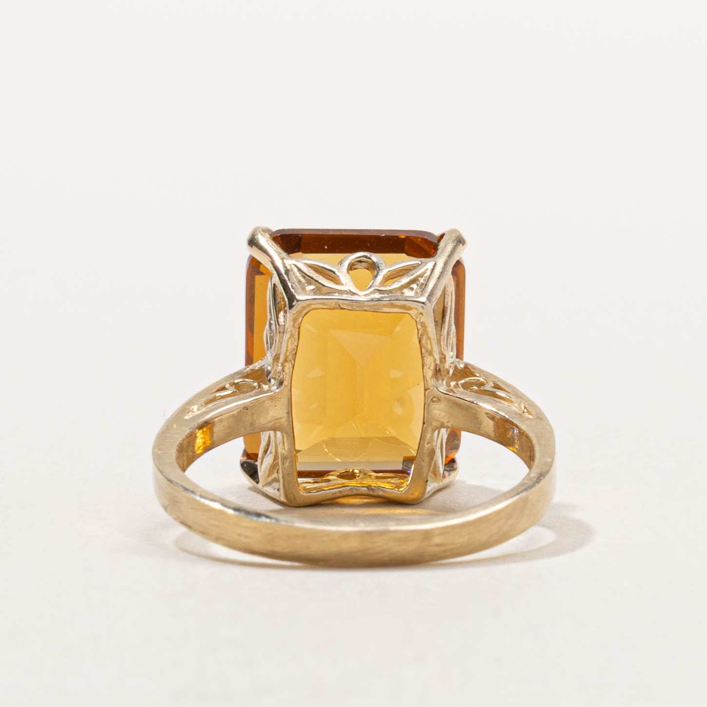 10k Solitaire Rectangle Cut Citrine Ring | 5.50ct | SZ 5