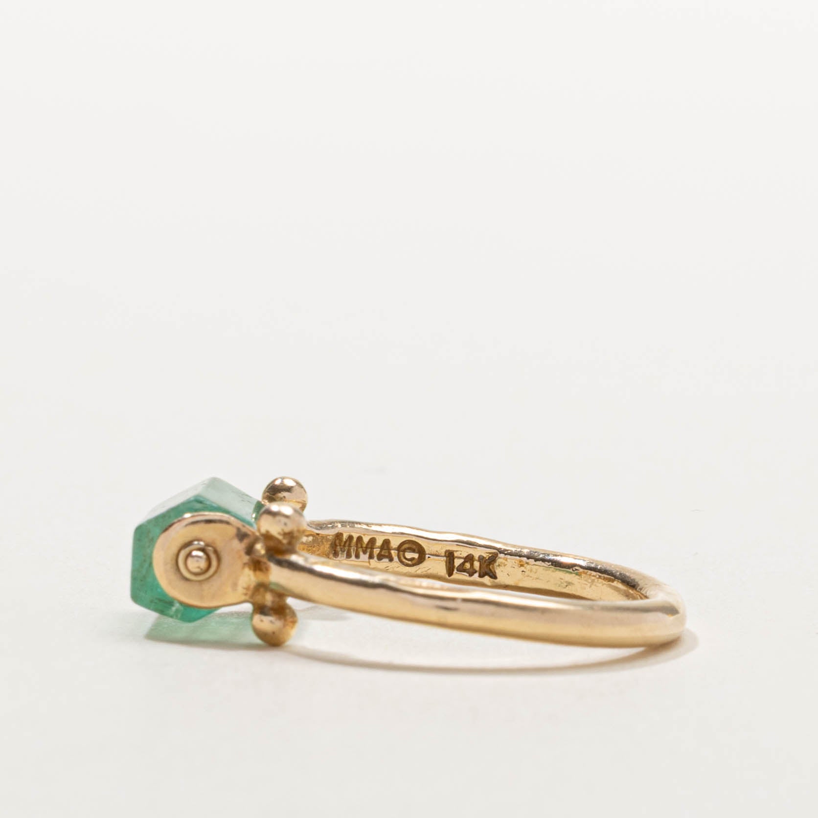 14k Hexagonal Emerald Bead Spinner Ring | 1.70ct | SZ 6.75