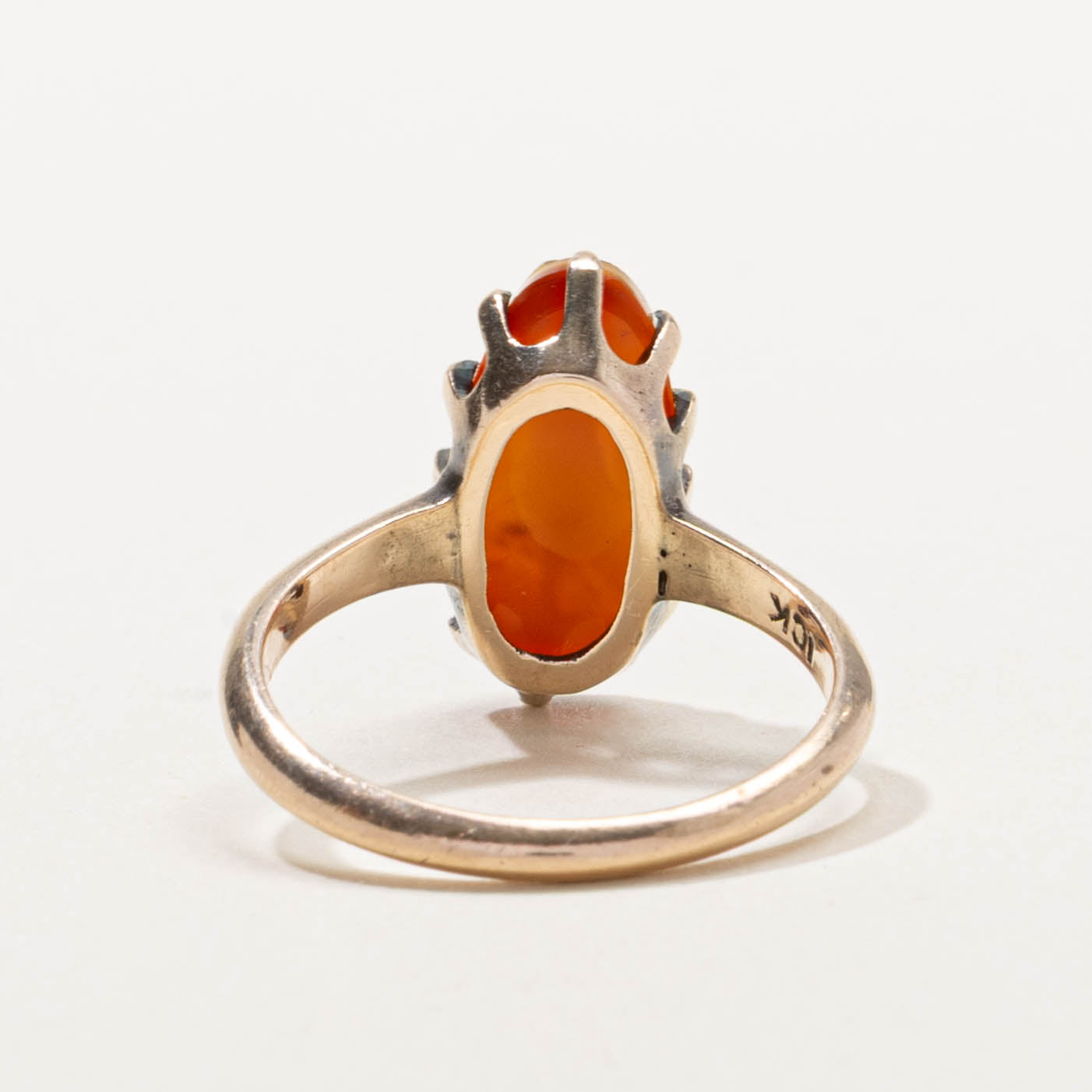 10k Marquise Cabochon Agate Cameo Ring | 2.00ct | SZ 7.25