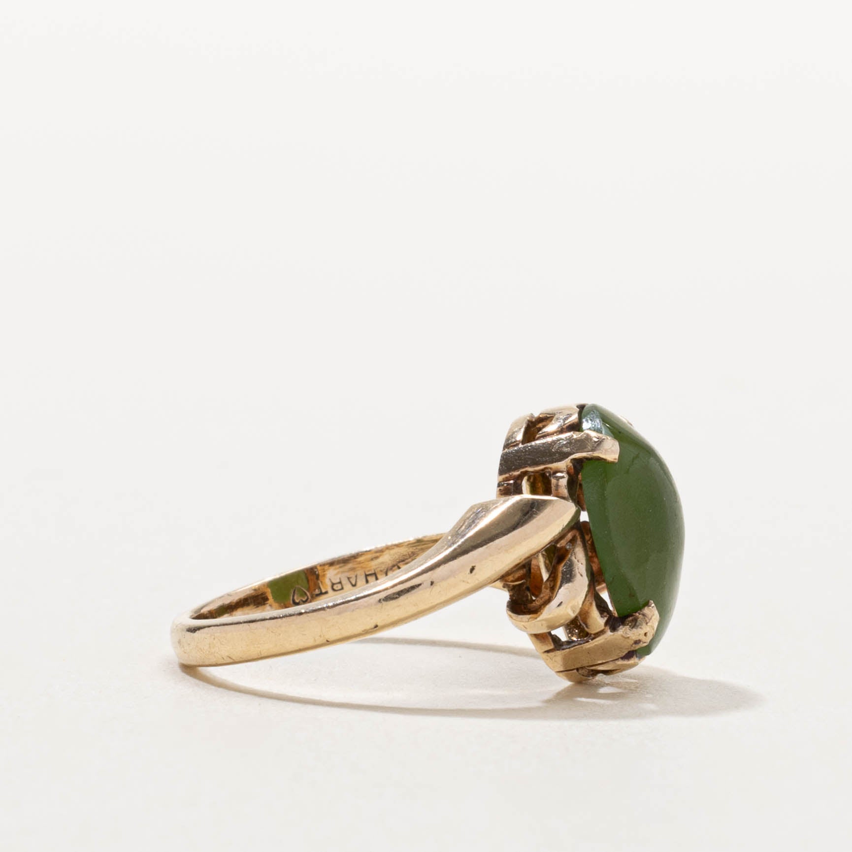 10k Solitaire Nephrite Jade Bypass Ring | 2.80ct | SZ 5