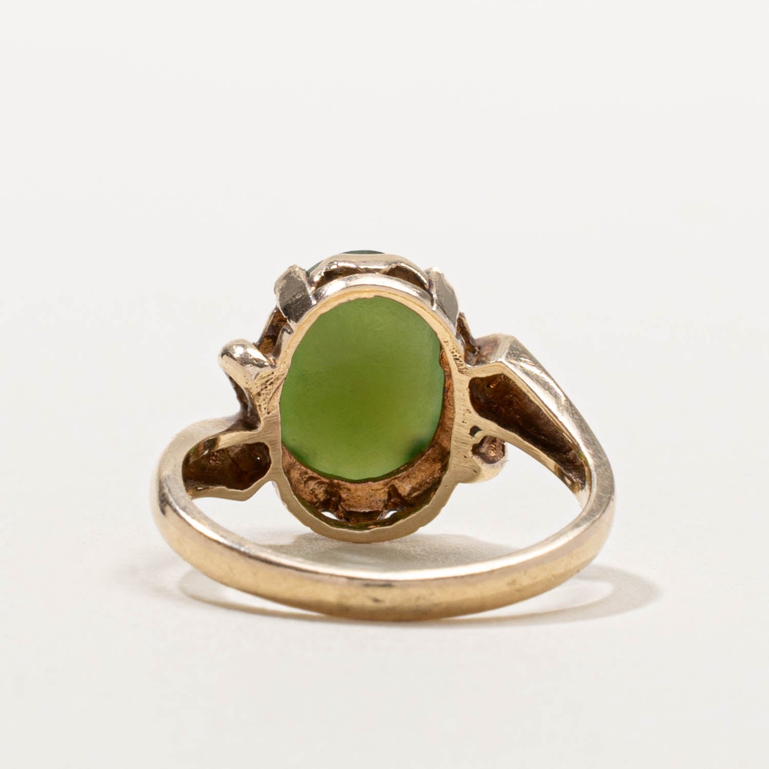 10k Solitaire Nephrite Jade Bypass Ring | 2.80ct | SZ 5