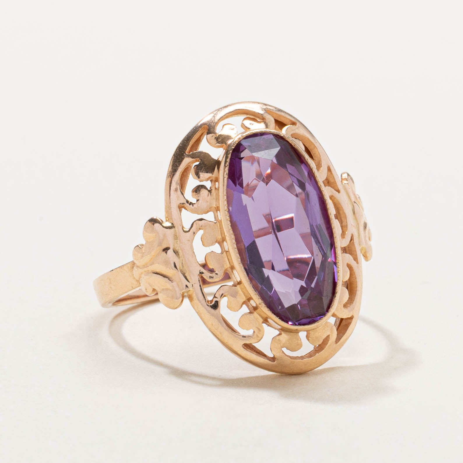 1973 Leningrad Synthetic Sapphire Openwork Cocktail Ring | 6.00ct | SZ 6.75