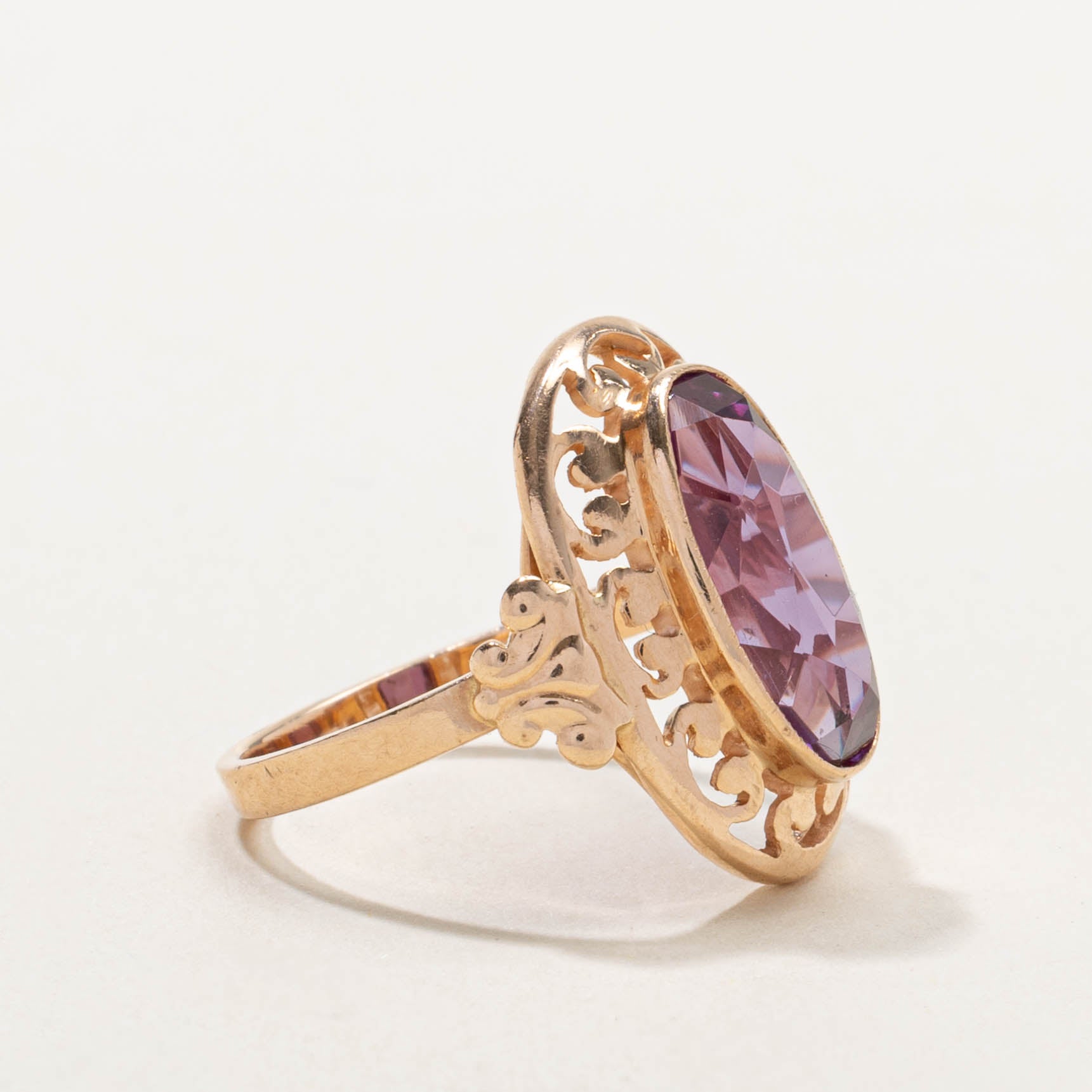 1973 Leningrad Synthetic Sapphire Openwork Cocktail Ring | 6.00ct | SZ 6.75