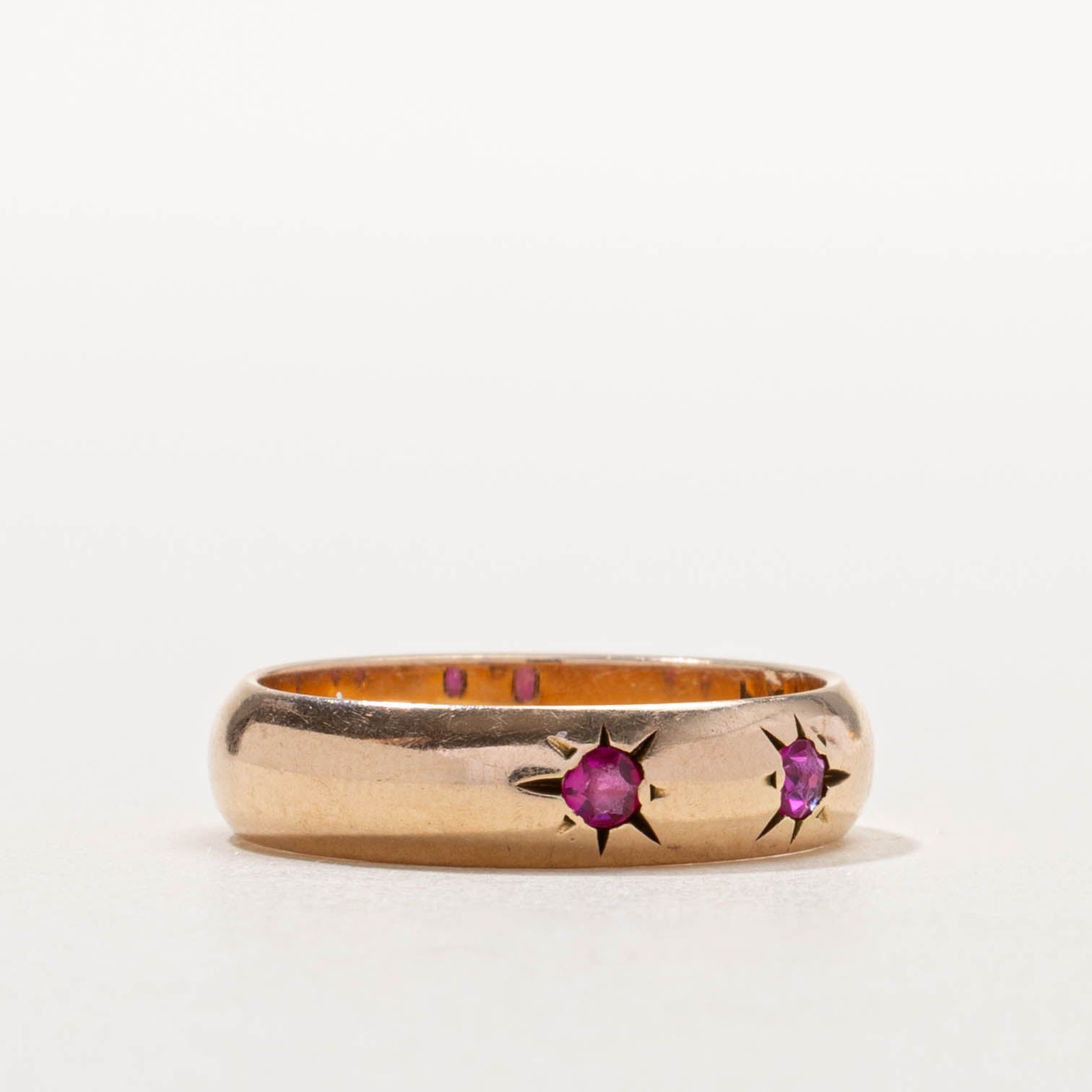 1970 Kiev Two Stone Star Set Synthetic Ruby Band | 0.10ctw | SZ 7.75