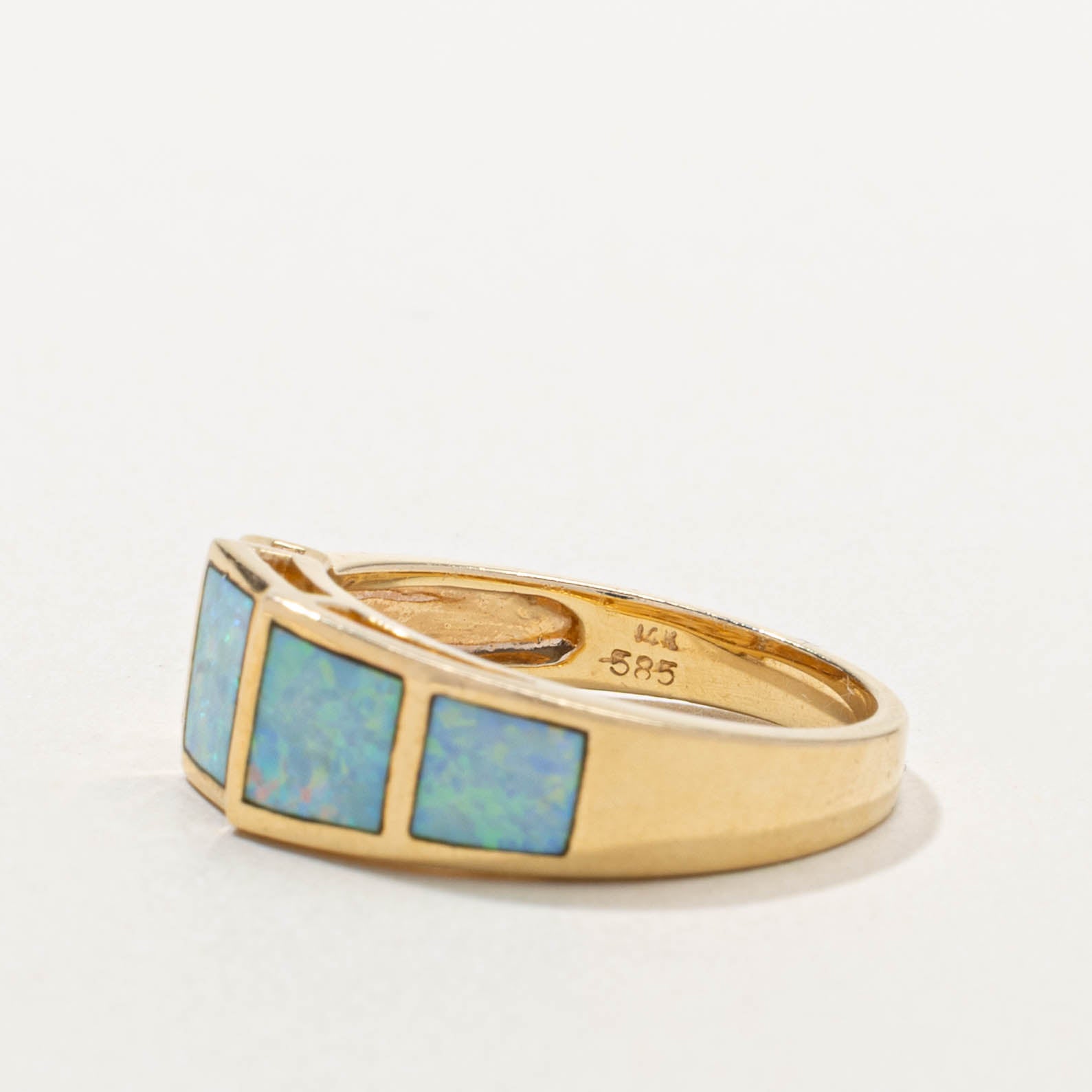 14k Opal Inlay & Diamond Accented Ring | 1.50ctw, 0.06ctw | SZ 7.5