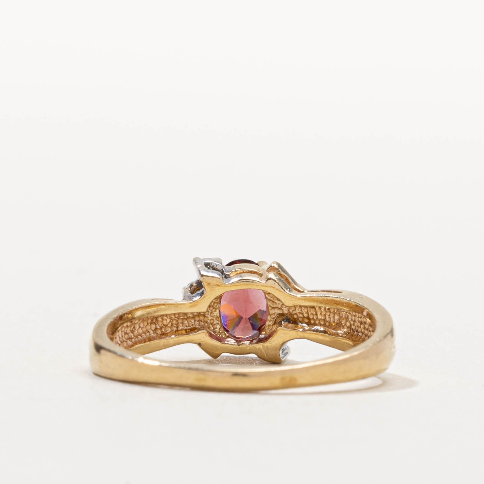 10k Garnet & Diamond Accented Crossover Ring | 0.50ct, 0.04ctw | SZ 7.75