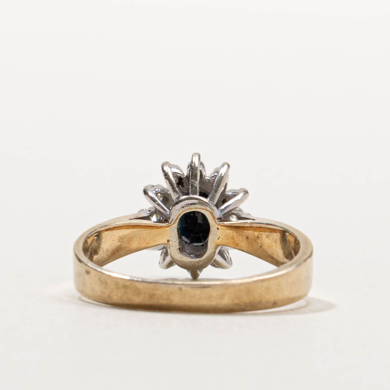 10k Oval Cut Sapphire & Diamond Petal Halo Ring | 0.60ct, 0.12ctw | SZ 5.75