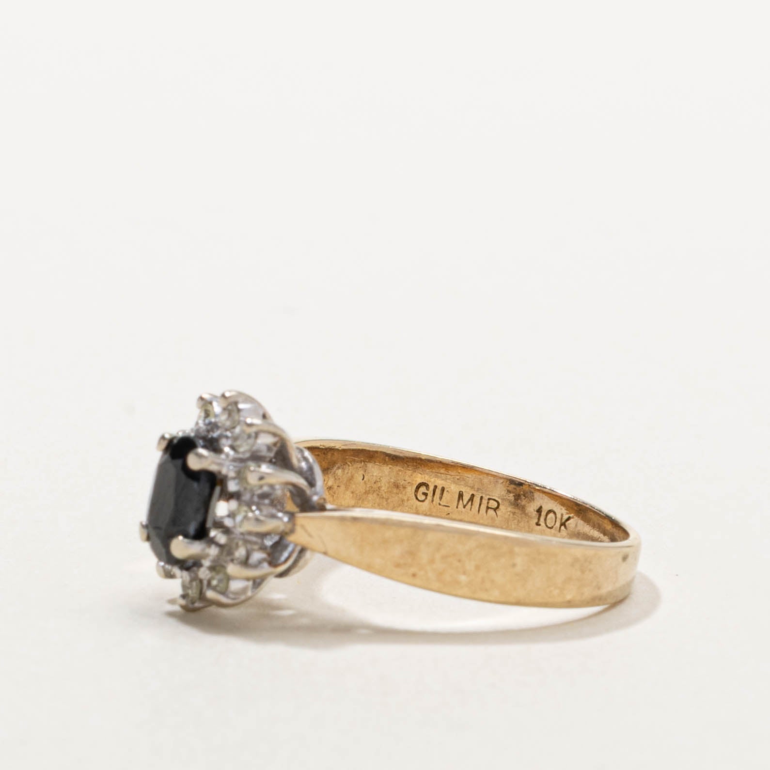10k Oval Cut Sapphire & Diamond Petal Halo Ring | 0.60ct, 0.12ctw | SZ 5.75