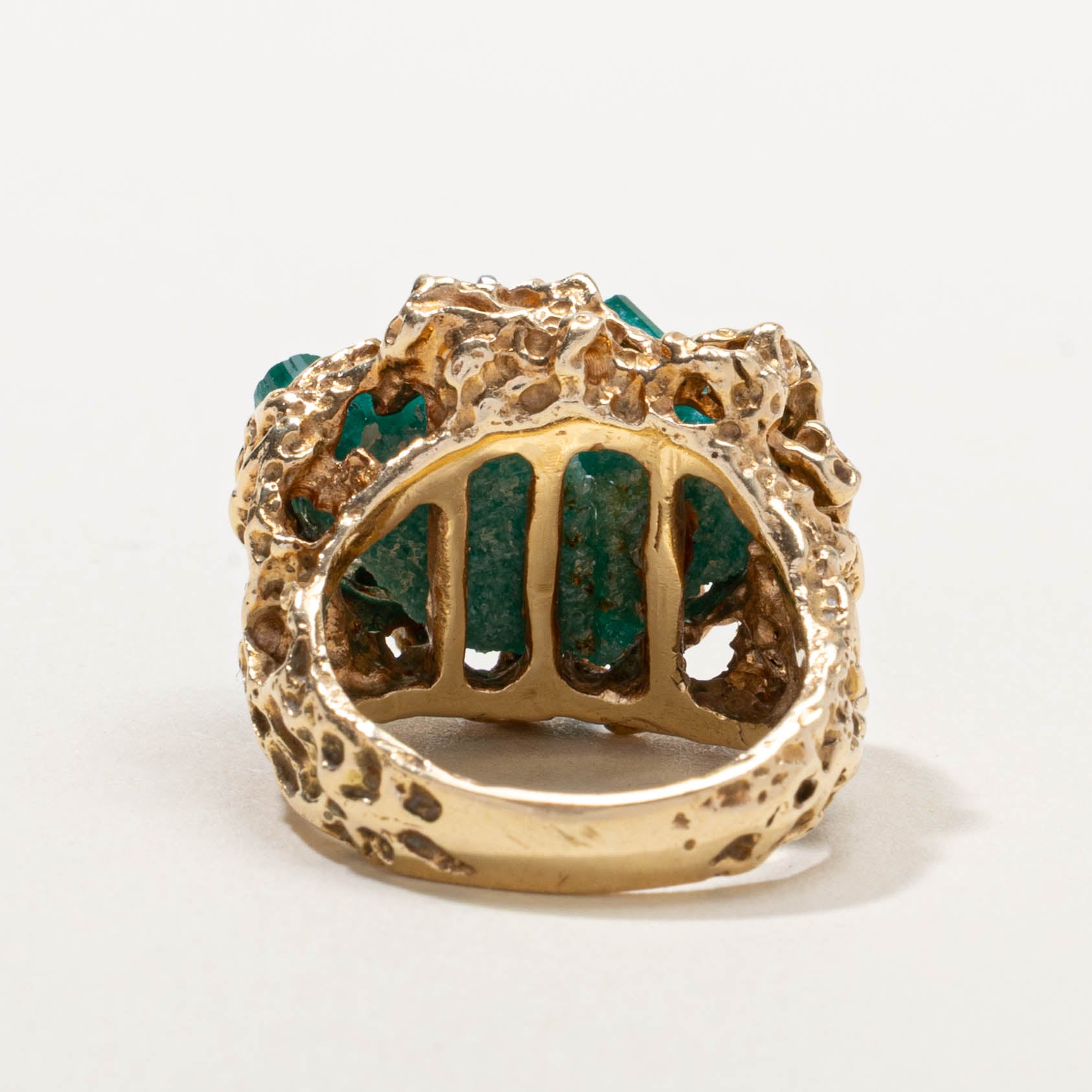 Synthetic Emerald Crystal & Diamond Cluster Cocktail Ring | 10.00ct, 0.15ctw | SZ 5.75