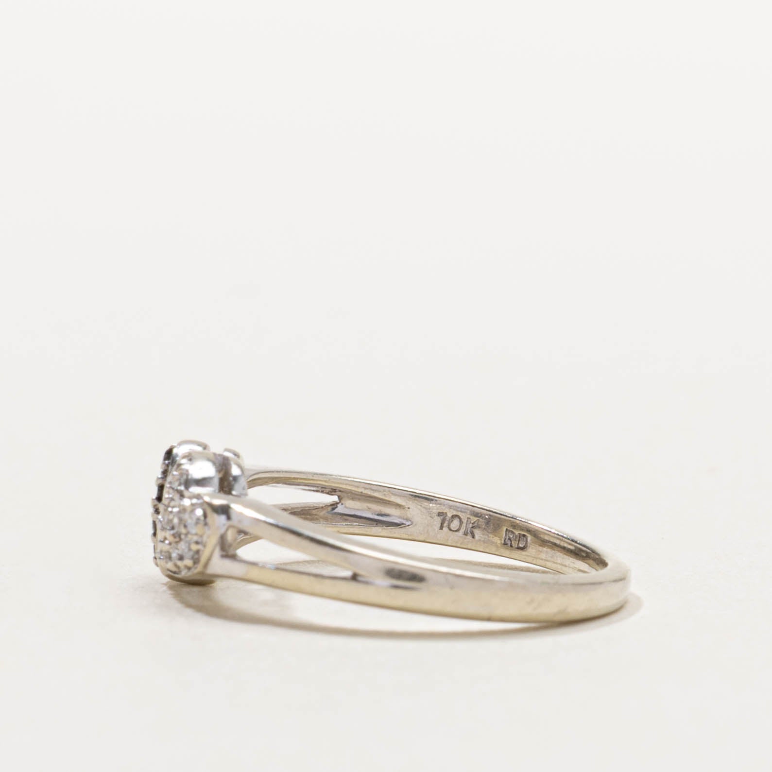 10k Black & White Diamond Double Heart Ring | 0.10ctw | SZ 4.25