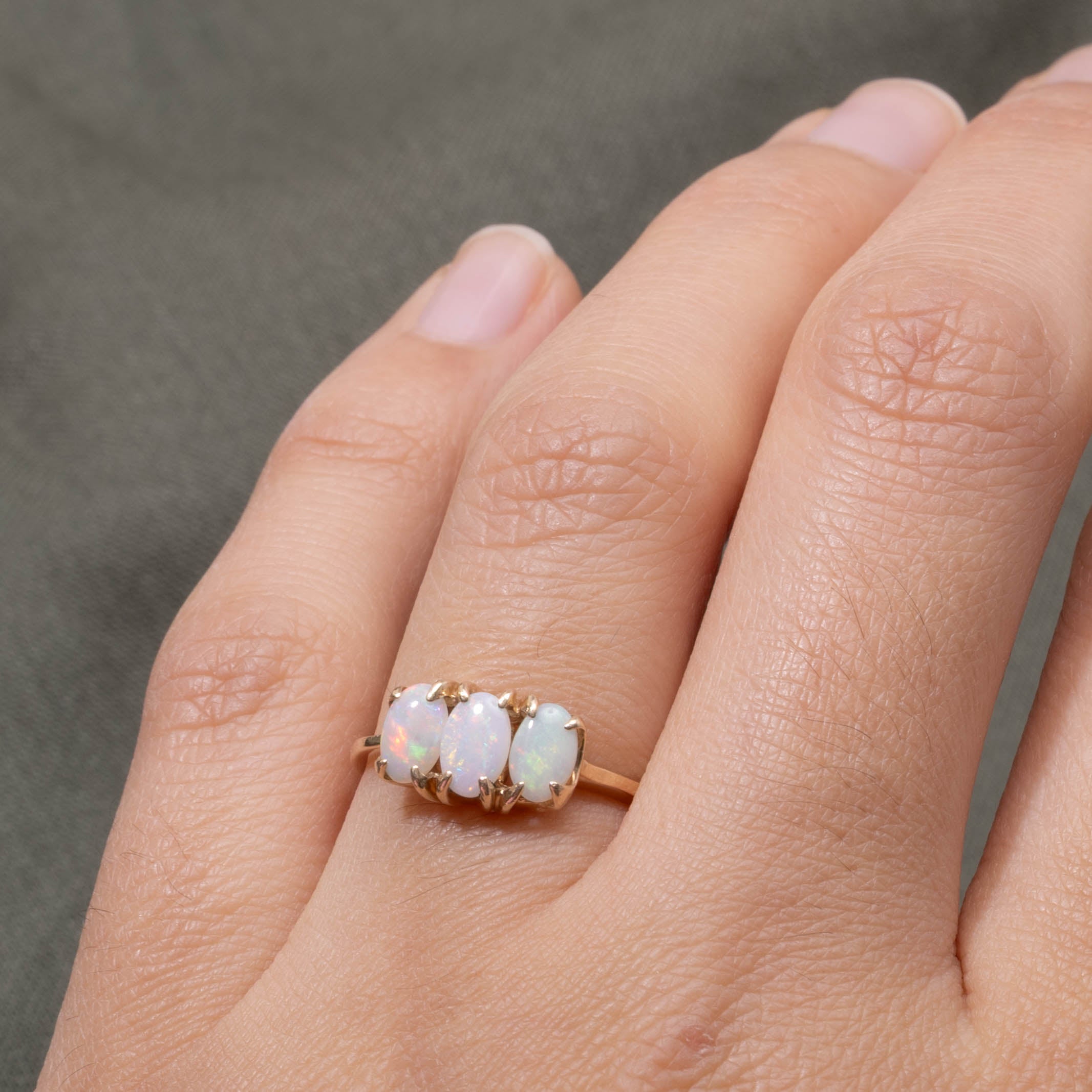 10k Three Stone Opal Ring | 0.75ctw | SZ 6