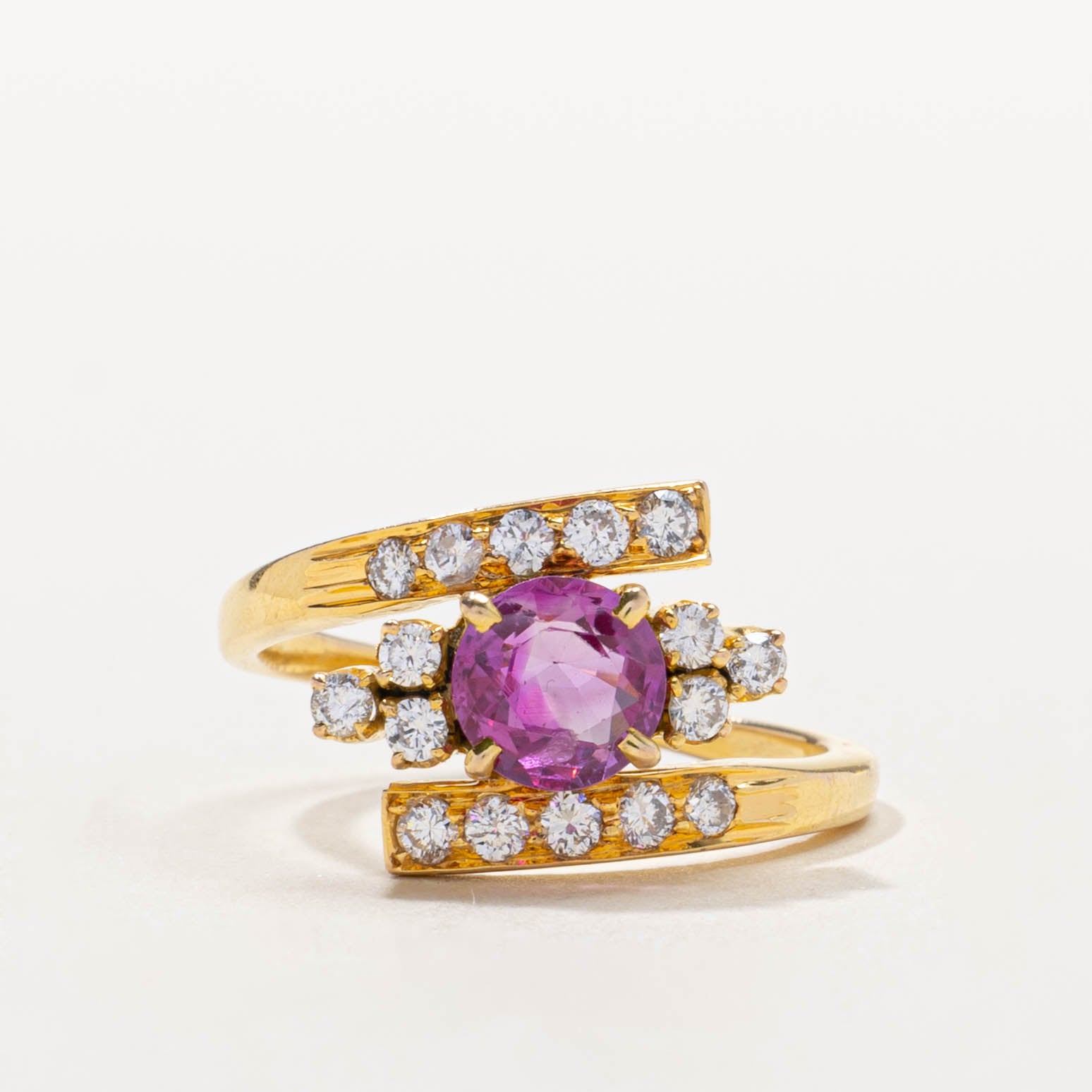 14k Ruby & Diamond Accented Bypass Ring | 1.02ct, 0.39ctw | SZ 6.5