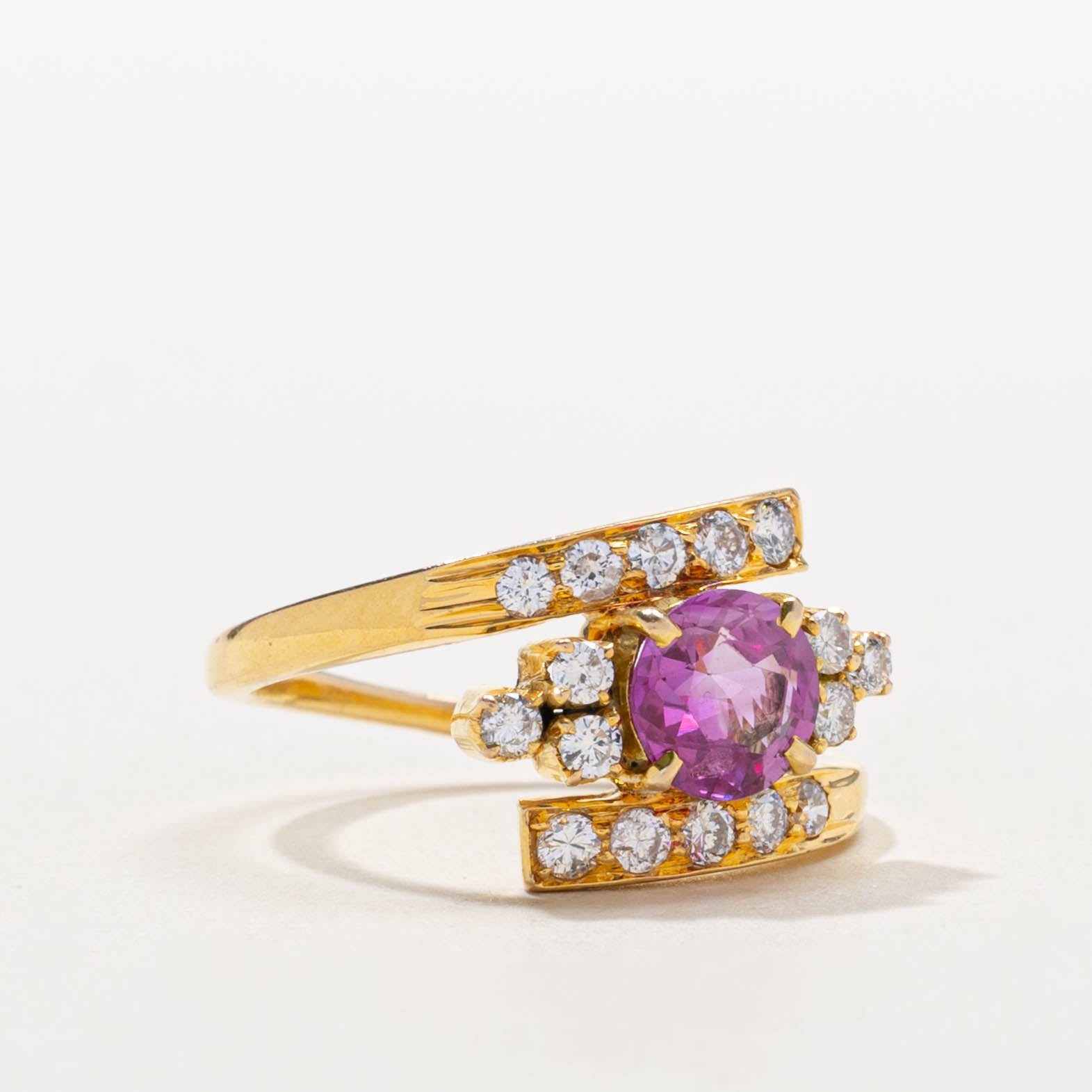 14k Ruby & Diamond Accented Bypass Ring | 1.02ct, 0.39ctw | SZ 6.5