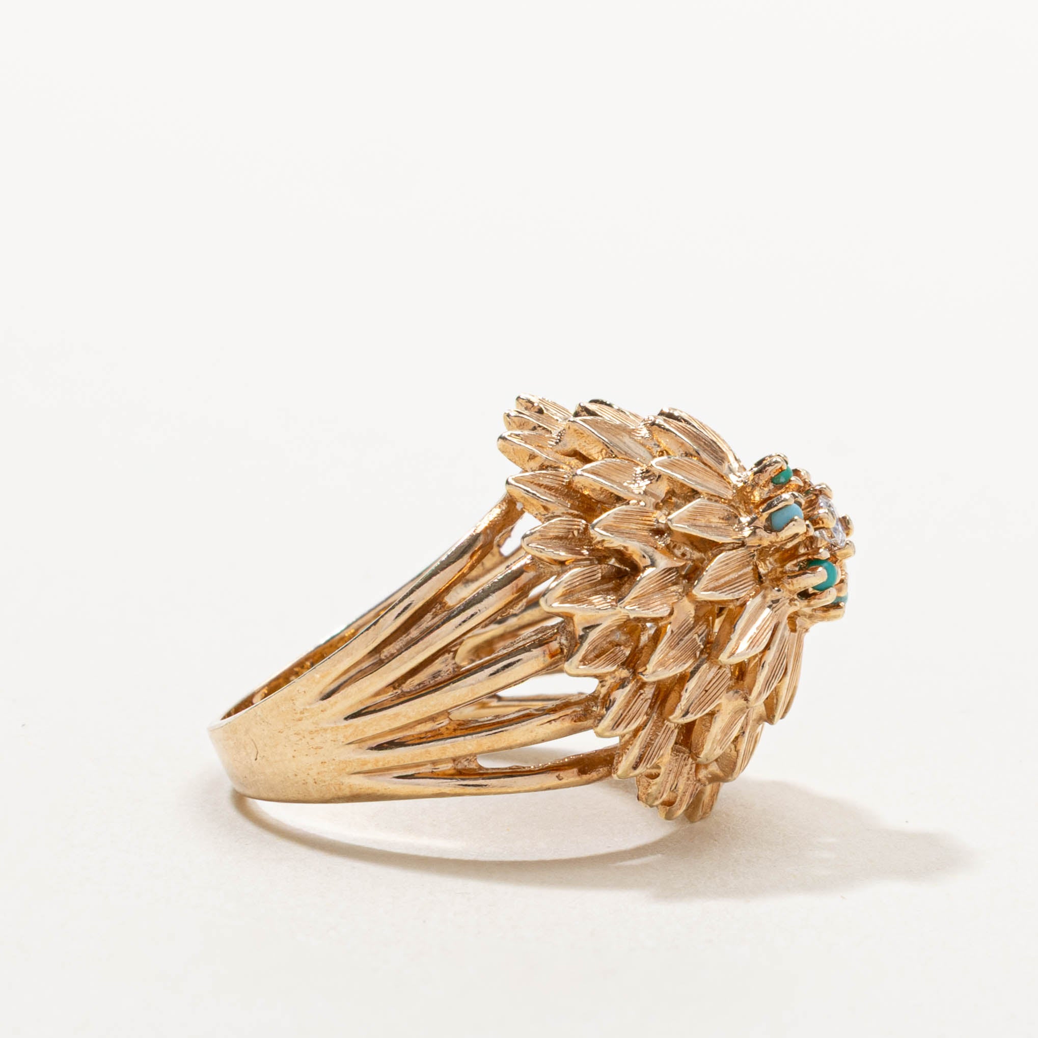 Glass & Diamond Floral Cluster Cocktail Ring | 0.06ctw, 0.05ctw | SZ 6.5
