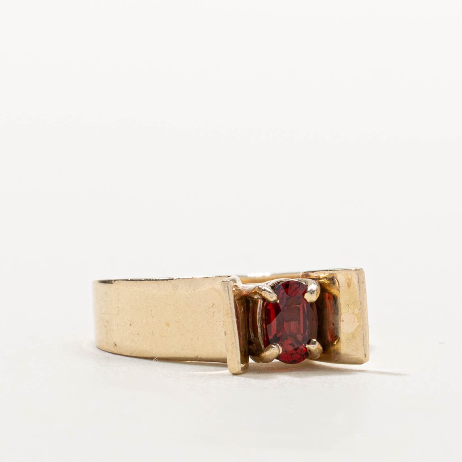 10k High Set Oval Cut Garnet Ring | 0.60ct | SZ 6.5