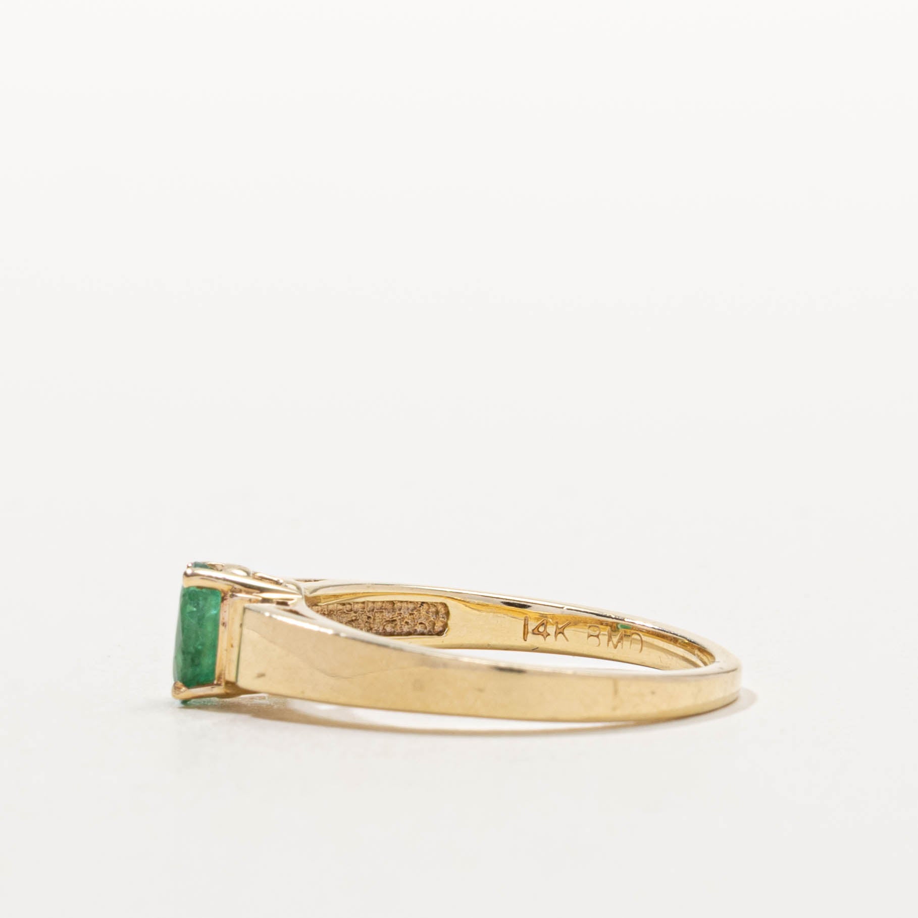14k Oval Cut Emerald & Diamond Accented Ring | 0.35ct, 0.08ctw | SZ 6.5