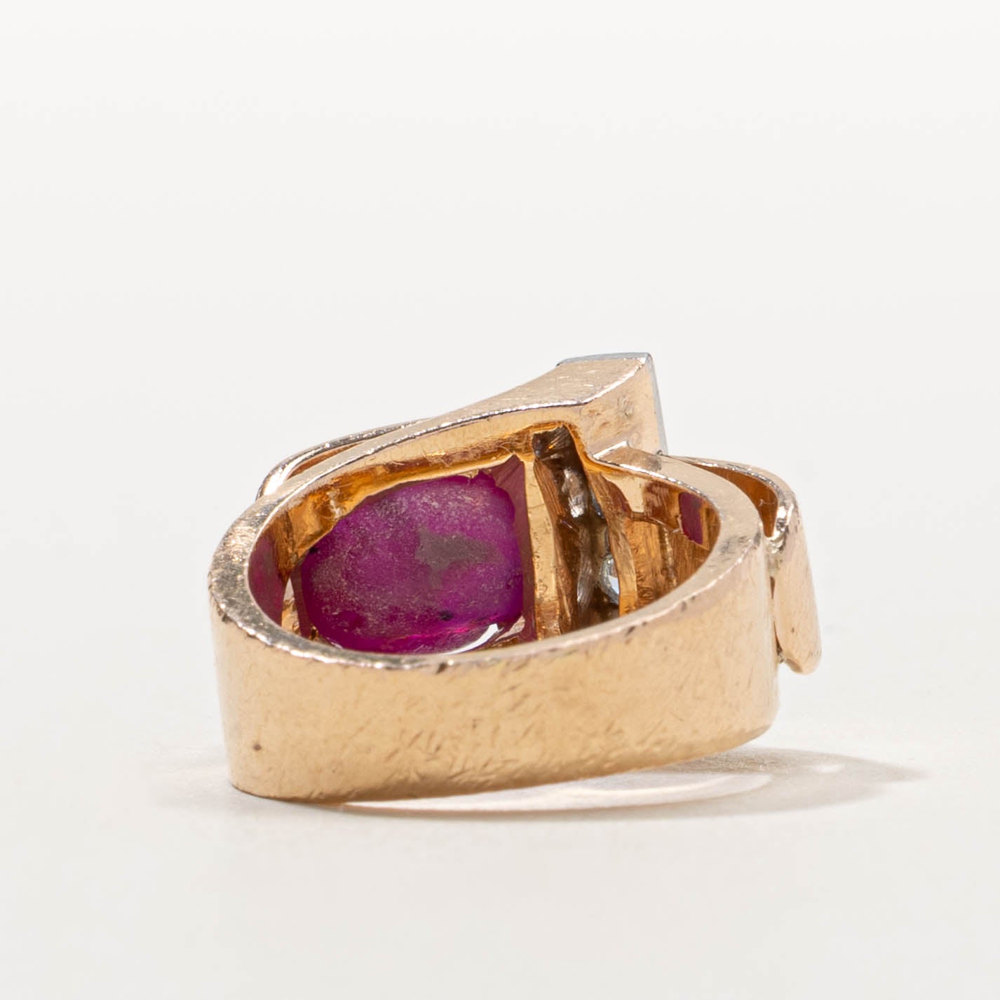 14k Star Ruby & Diamond Accented Geometric Ring | 3.75ct, 0.16ctw | SZ 3