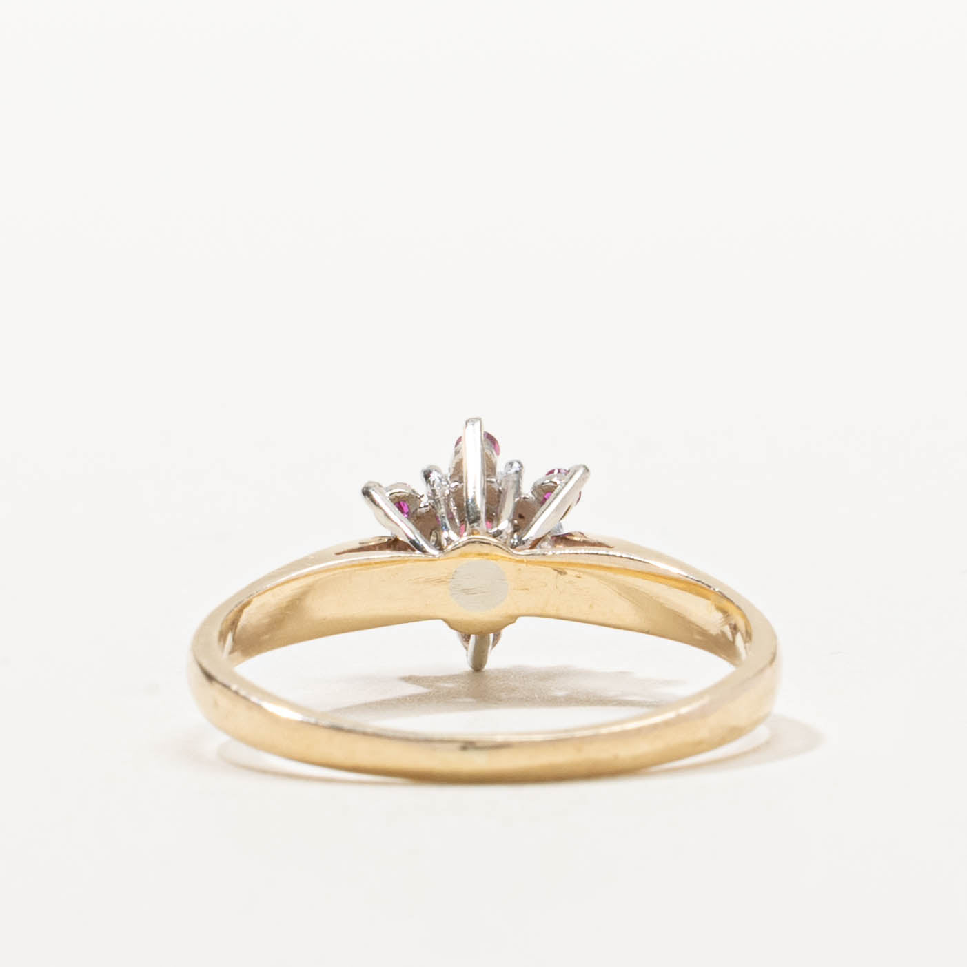 10k Ruby & Diamond Floral Cluster Ring | 0.15ctw, 0.06ctw | SZ 7.5
