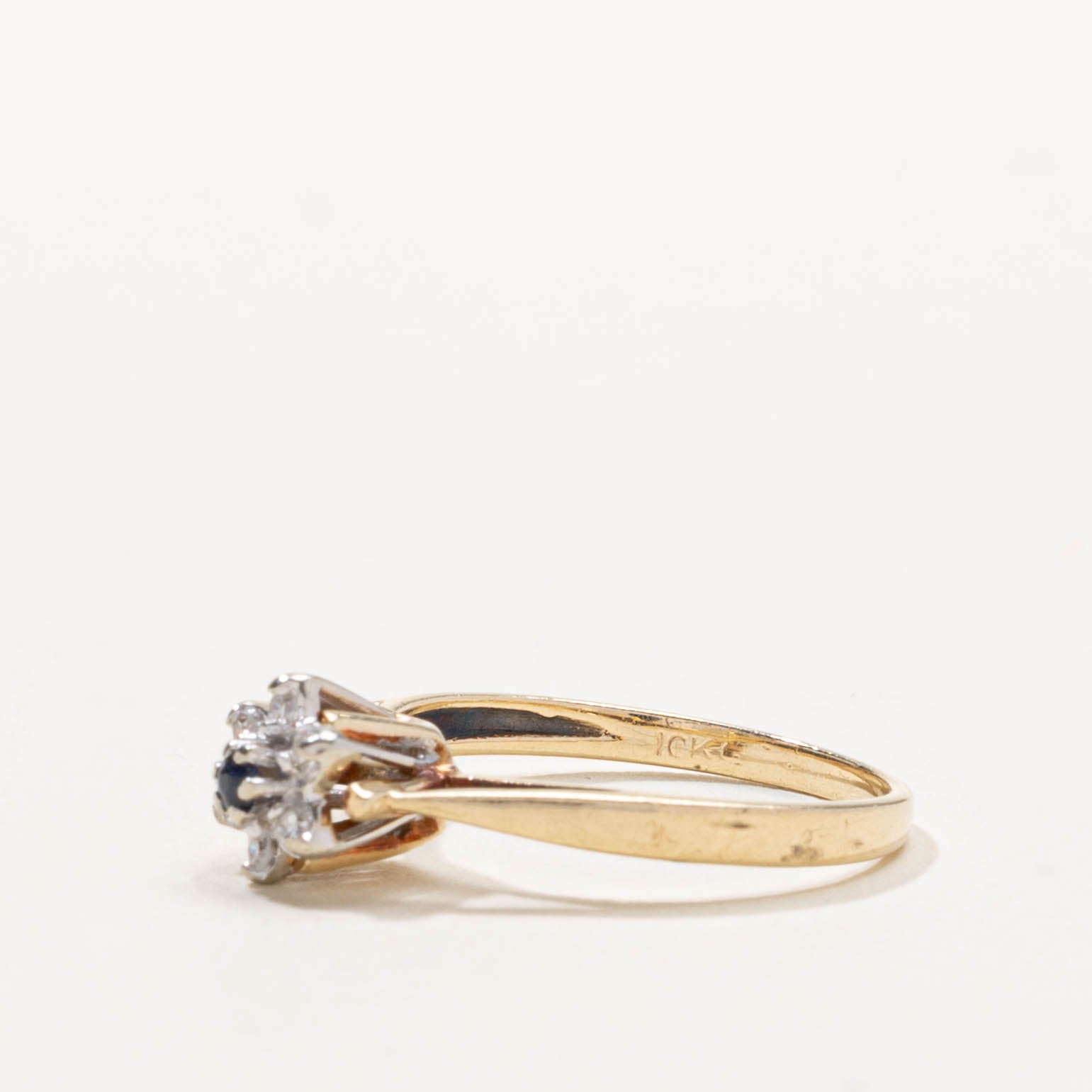 10k Sapphire & Diamond Floral Cluster Ring | SZ 3