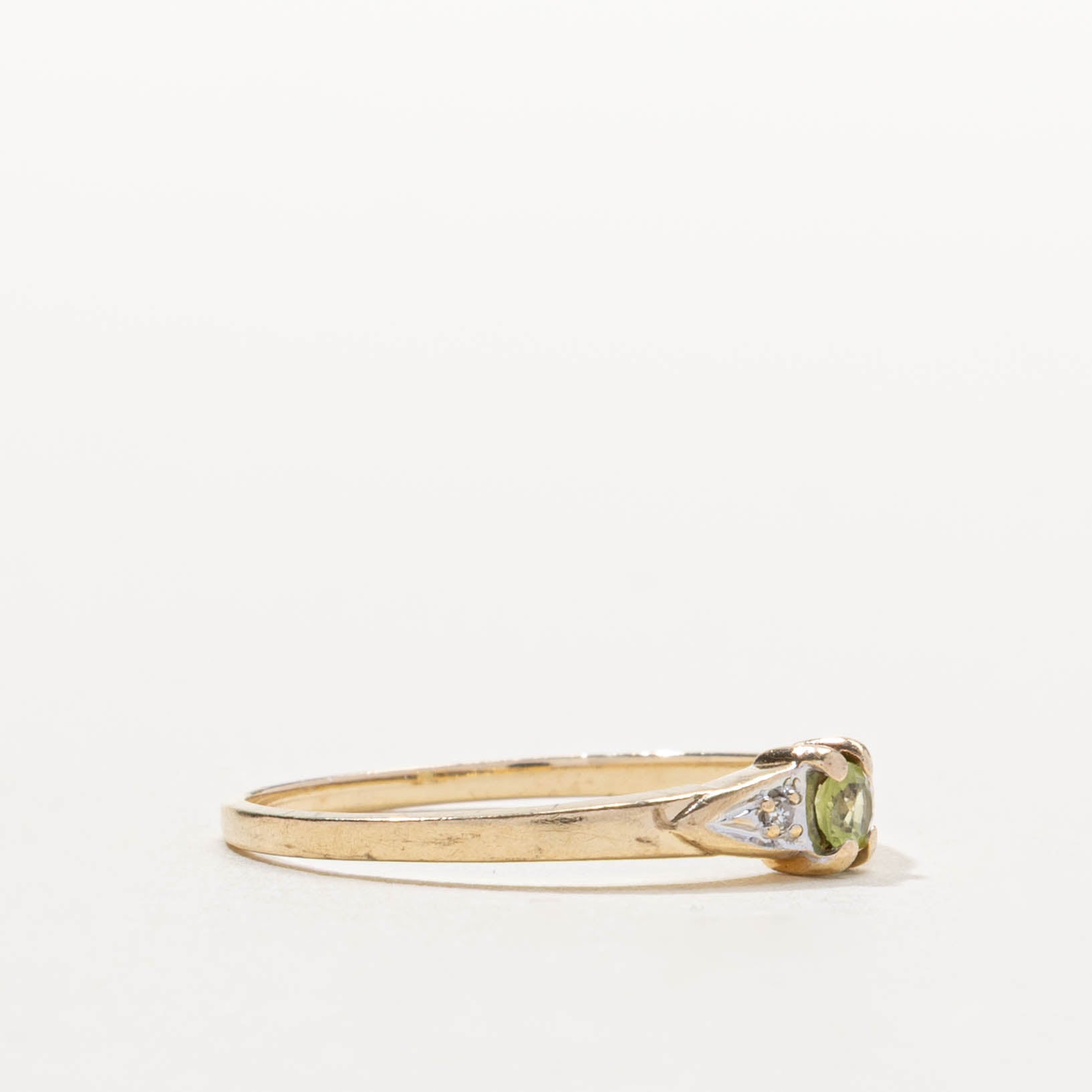 10k Peridot & Diamond Accented Petite Ring | 0.08ct, 0.01ctw | SZ 5.75