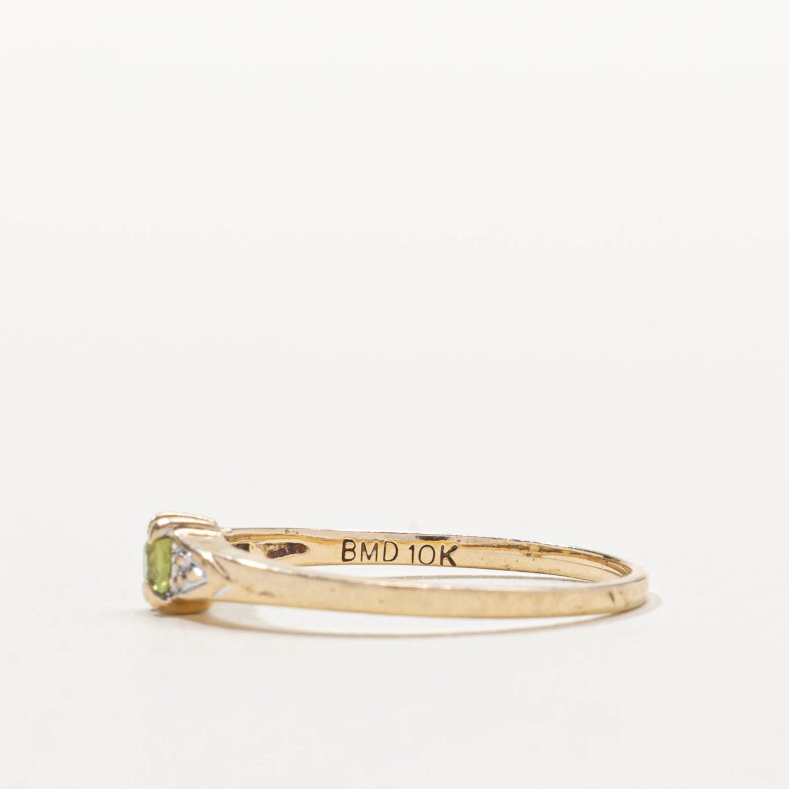 10k Peridot & Diamond Accented Petite Ring | 0.08ct, 0.01ctw | SZ 5.75