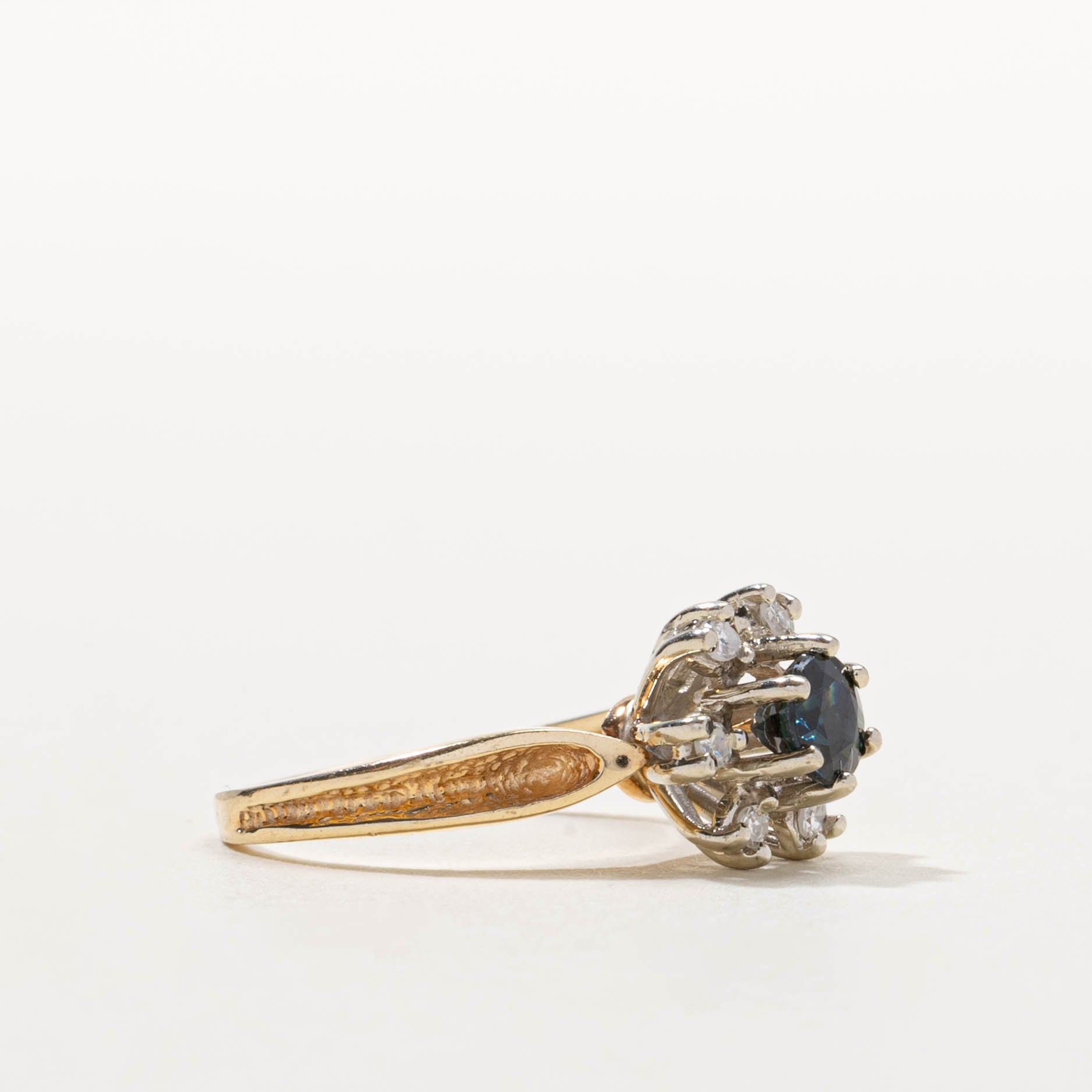 14k Sapphire & Diamond Petal Ring | 0.55ct, 0.12ctw | SZ 5