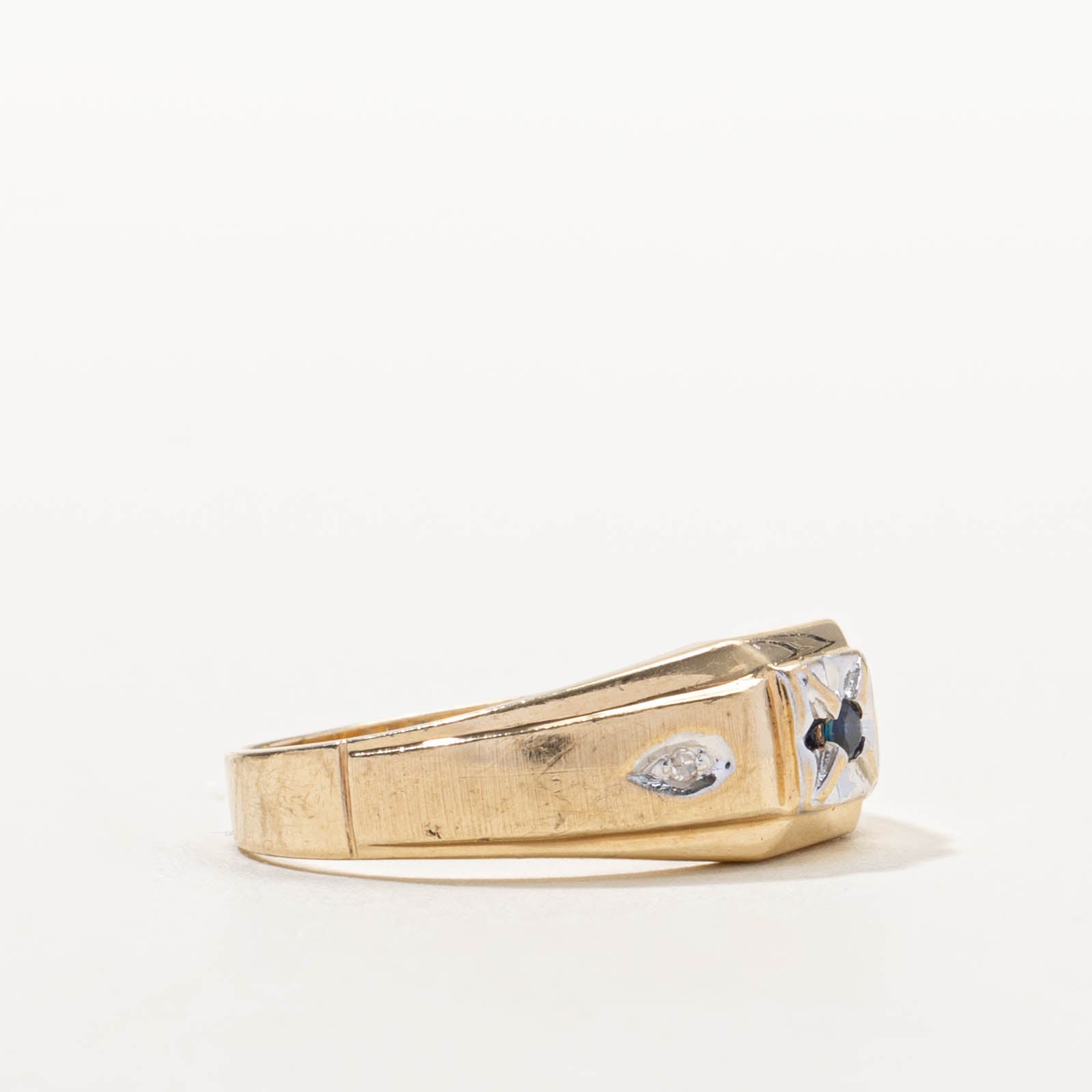 Star Set Sapphire & Diamond Ring | 0.04ct, 0.02ctw | SZ 9.5