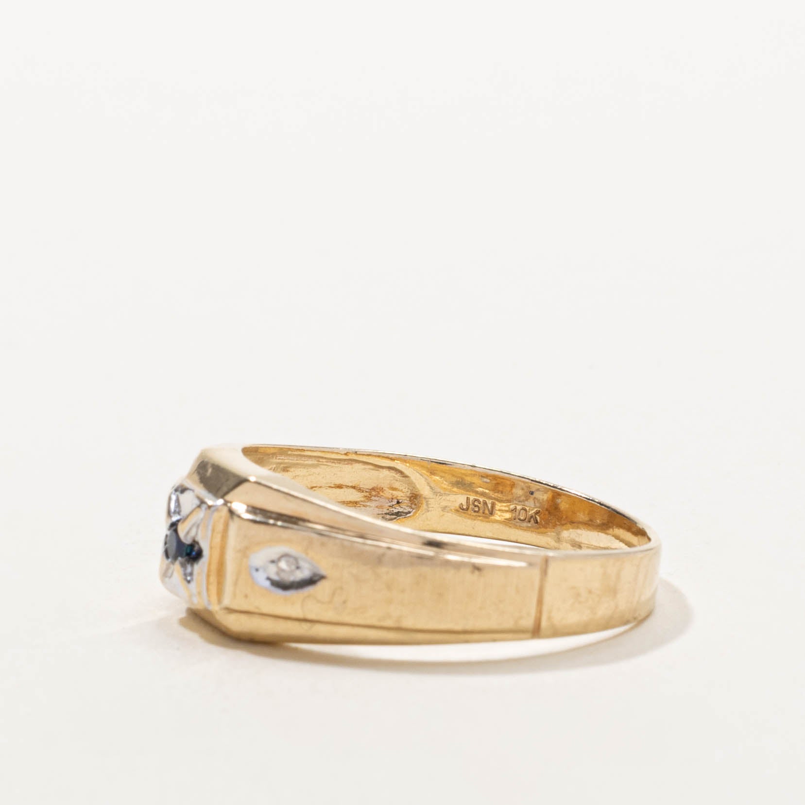 Star Set Sapphire & Diamond Ring | 0.04ct, 0.02ctw | SZ 9.5