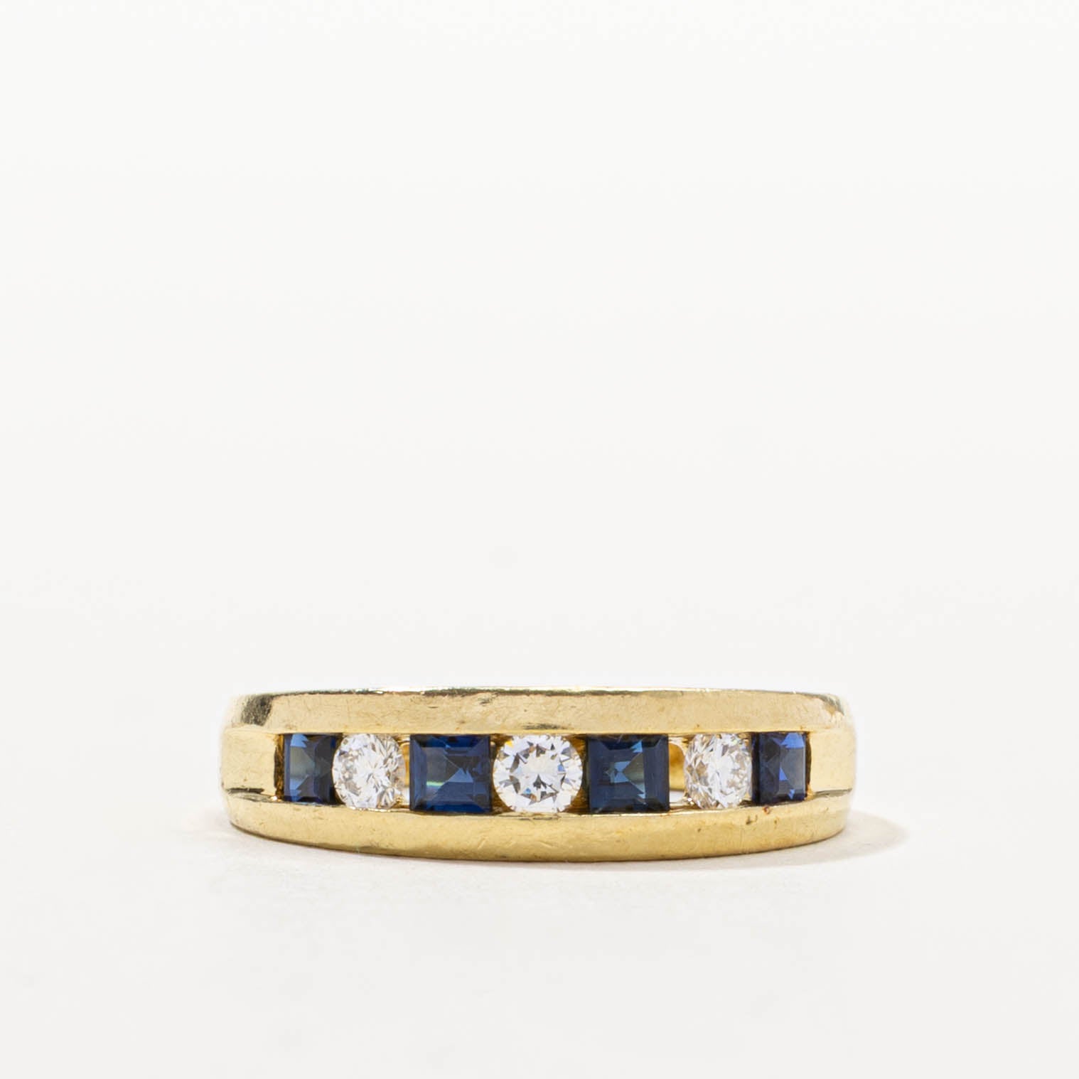 ‘Birks’ 18k Semi Eternity Sapphire & Diamond Band | 0.52ctw, 0.24ctw | SZ 6.75