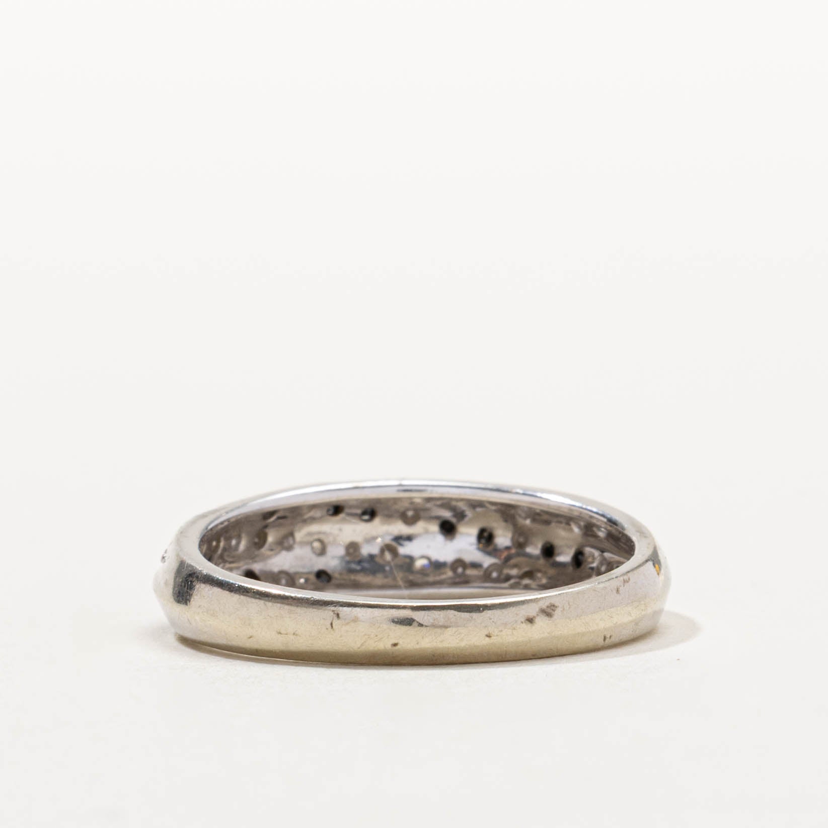 10k Black & White Diamond Diagonal Multi Row Ring | 0.15ctw | SZ 7.25