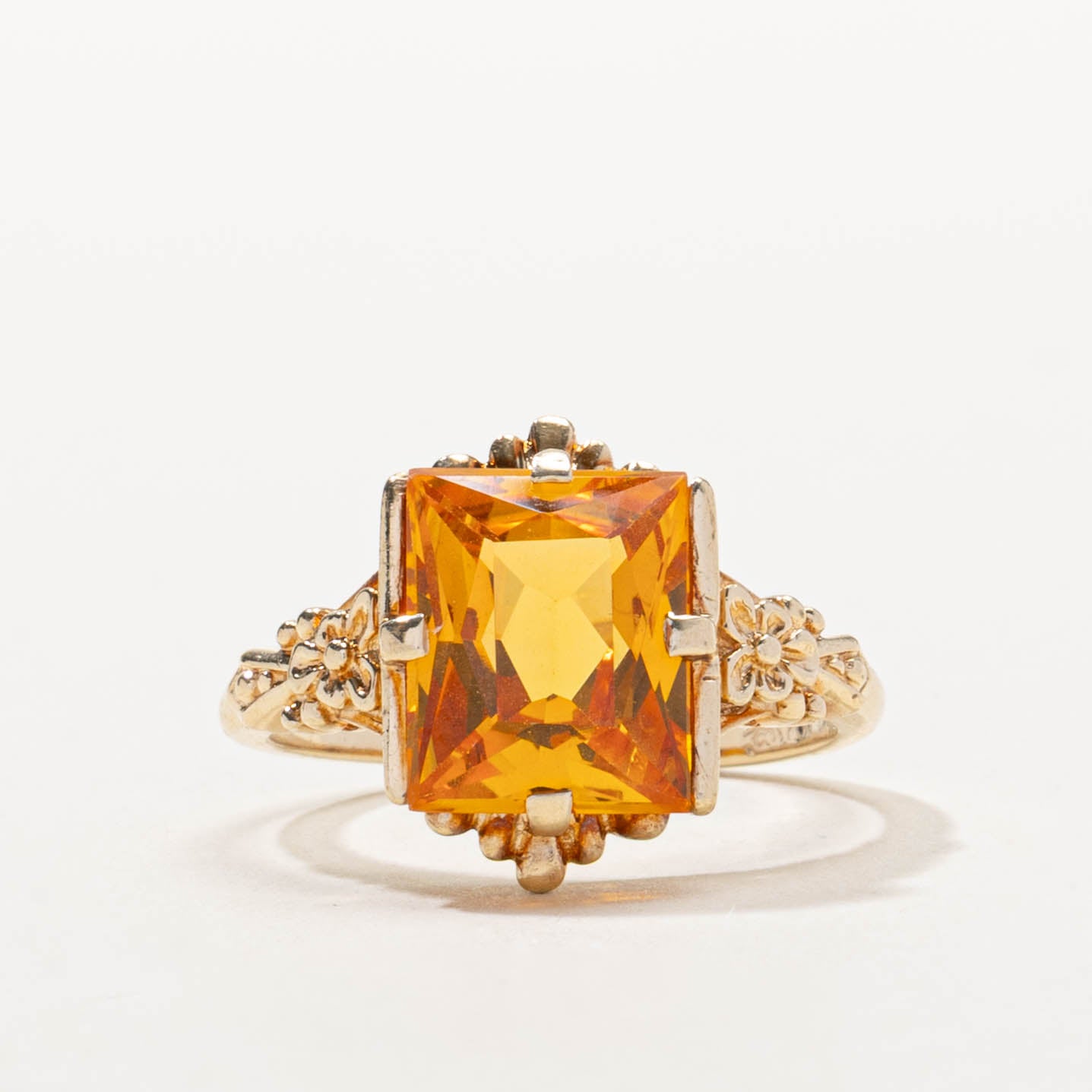 10k Synthetic Sapphire Floral Accented Ring | 4.00ct | SZ 5