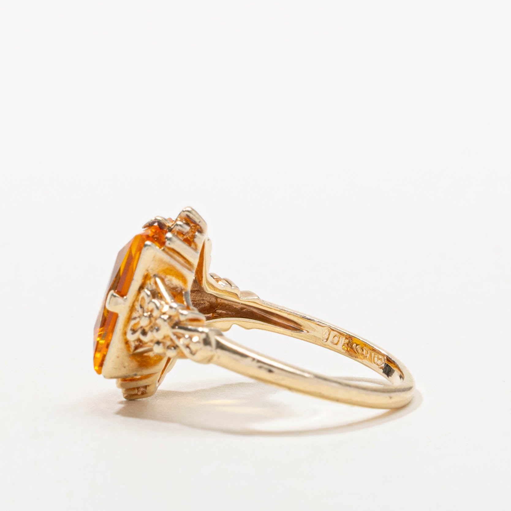 10k Synthetic Sapphire Floral Accented Ring | 4.00ct | SZ 5