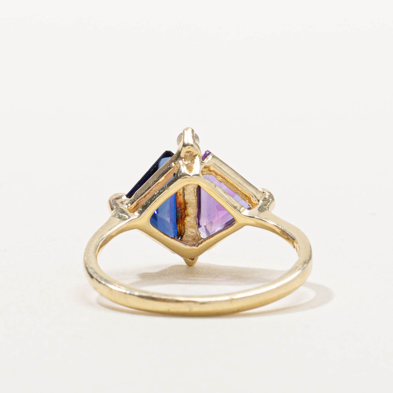 14k Amethyst, Synthetic Sapphire & Diamond Accented Ring | 1.90ctw, 0.05ctw | SZ 6.25
