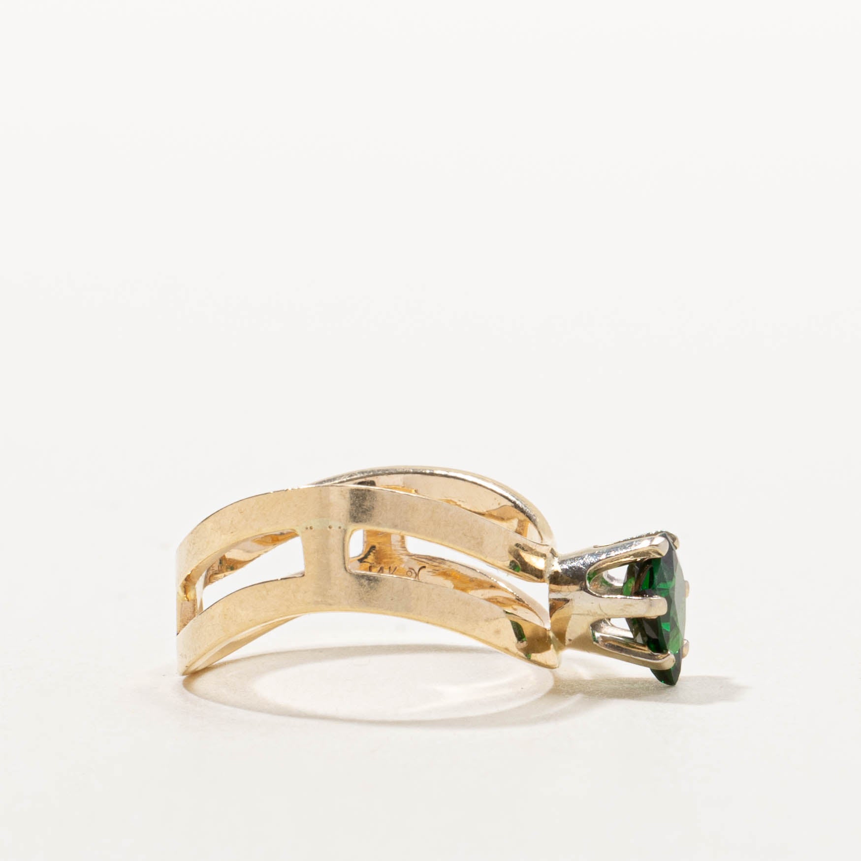 14k Tsavorite Garnet Split Wave Ring | 0.75ct | SZ 5