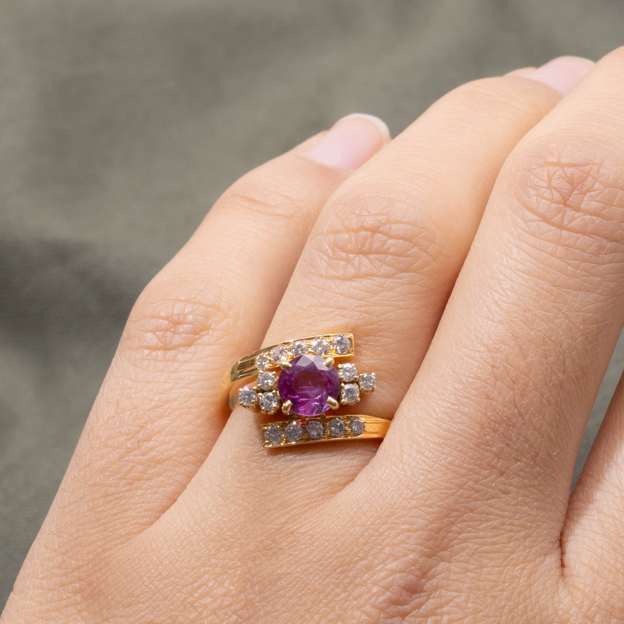 14k Ruby & Diamond Accented Bypass Ring | 1.02ct, 0.39ctw | SZ 6.5