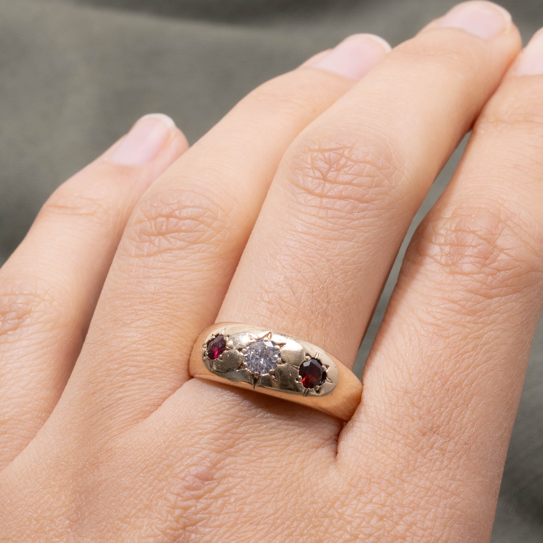 10k Star Set Garnet, Ruby & Diamond Band | 0.32ct, 0.35ctw | SZ 9.25