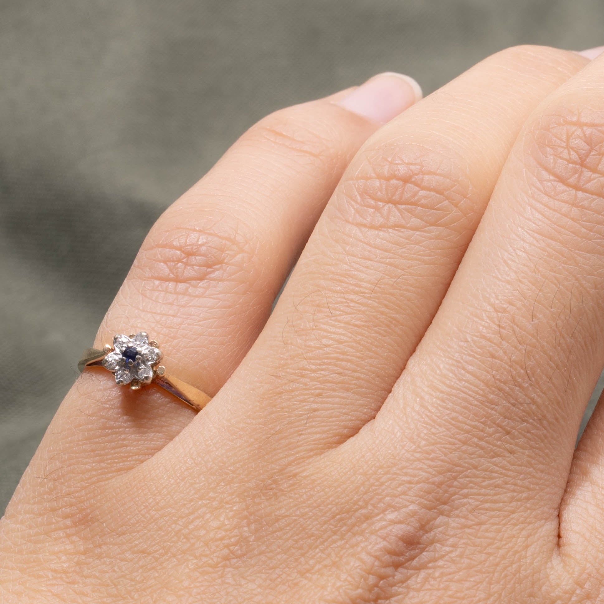 10k Sapphire & Diamond Floral Cluster Ring | SZ 3