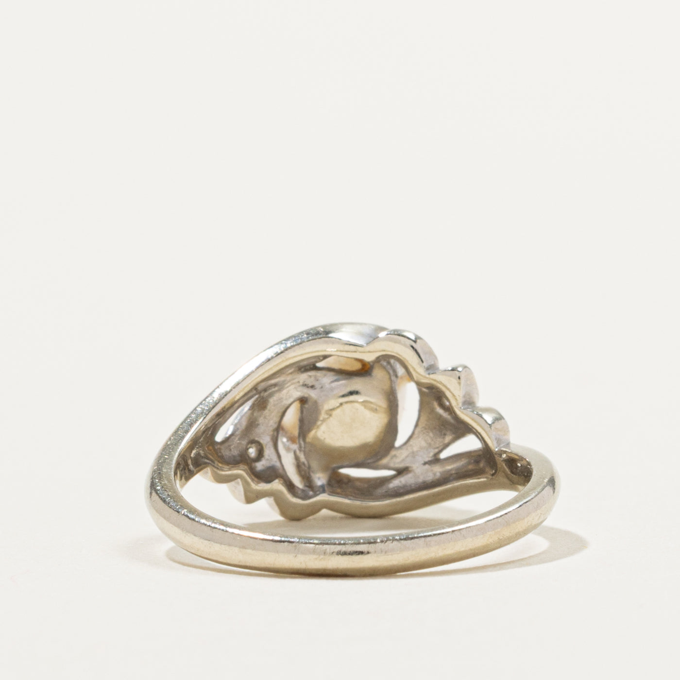 'Birks' Diamond & Pearl Grooved Bypass Ring | 0.02ctw | SZ 5.25