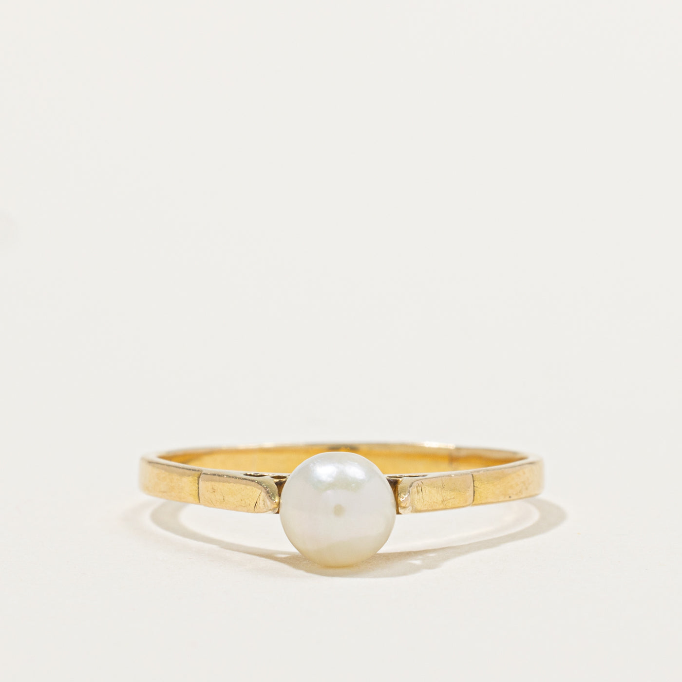 18k Solitaire Cultured Pearl Ring | SZ 11.25