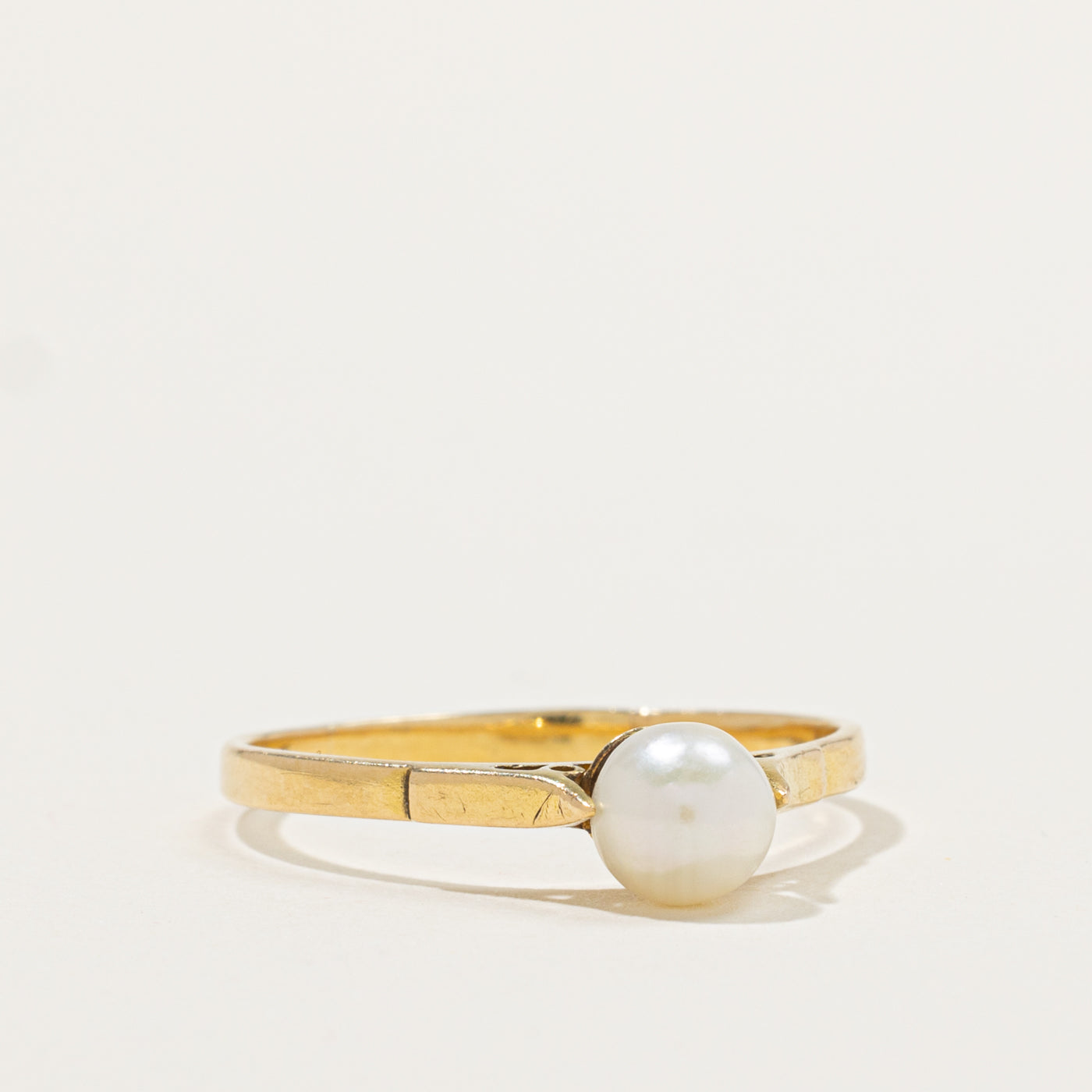 18k Solitaire Cultured Pearl Ring | SZ 11.25