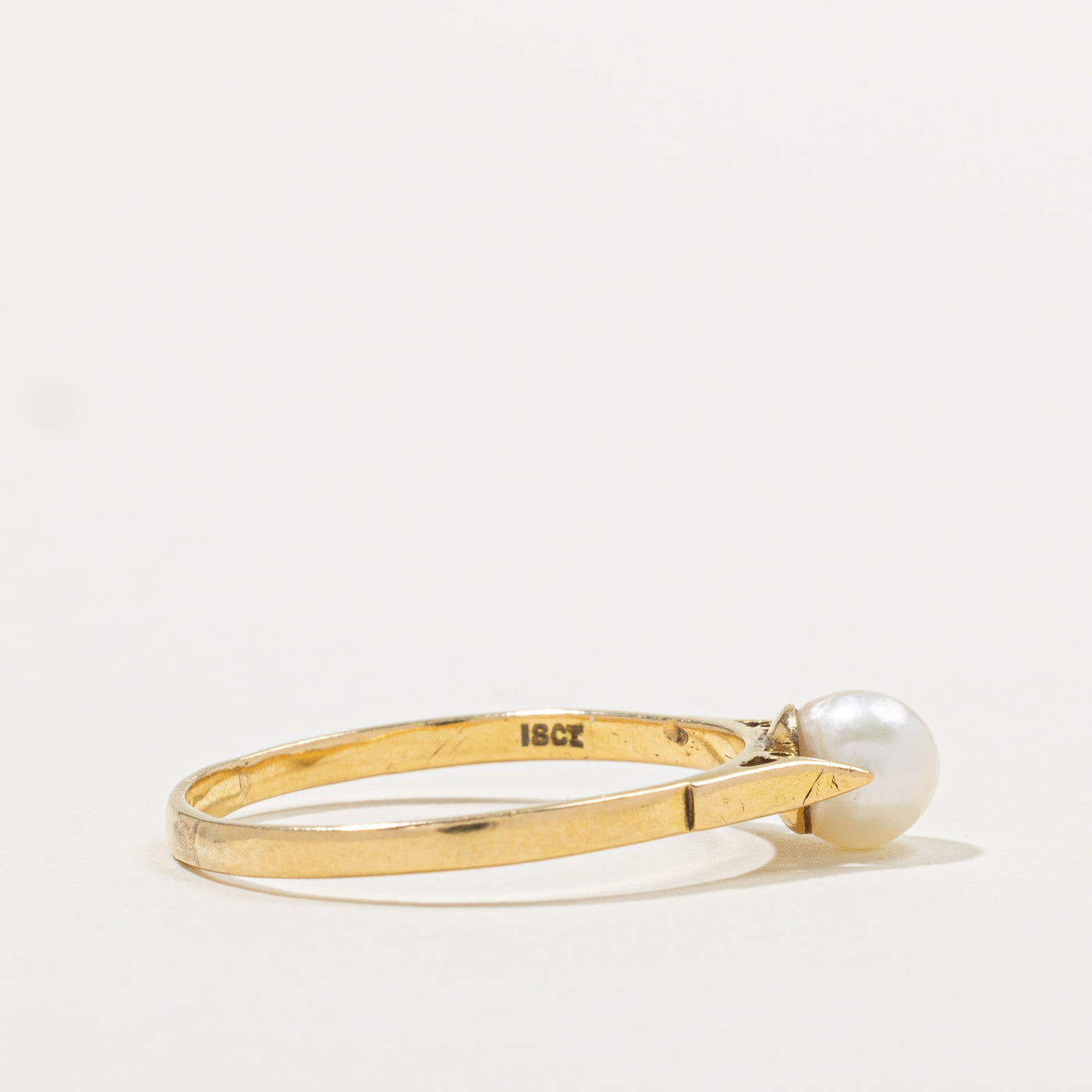18k Solitaire Cultured Pearl Ring | SZ 11.25