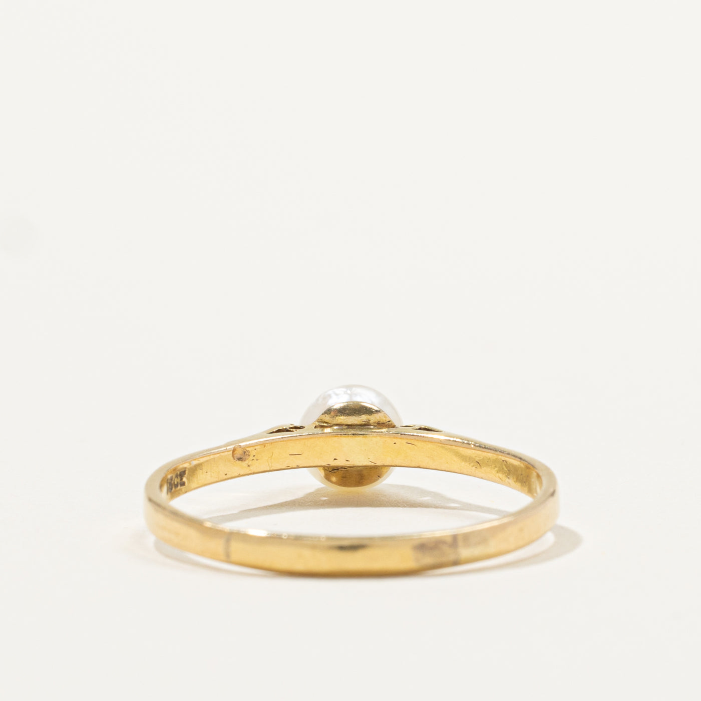 18k Solitaire Cultured Pearl Ring | SZ 11.25