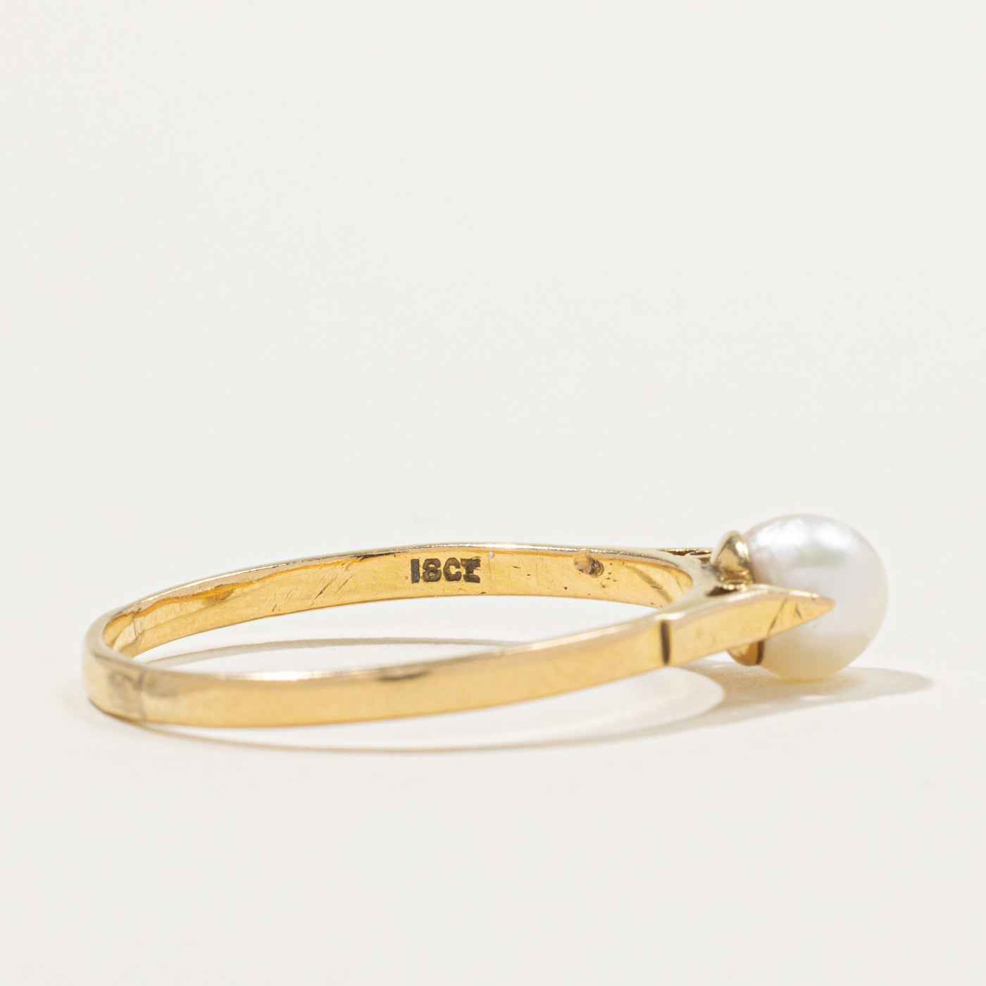 18k Solitaire Cultured Pearl Ring | SZ 11.25