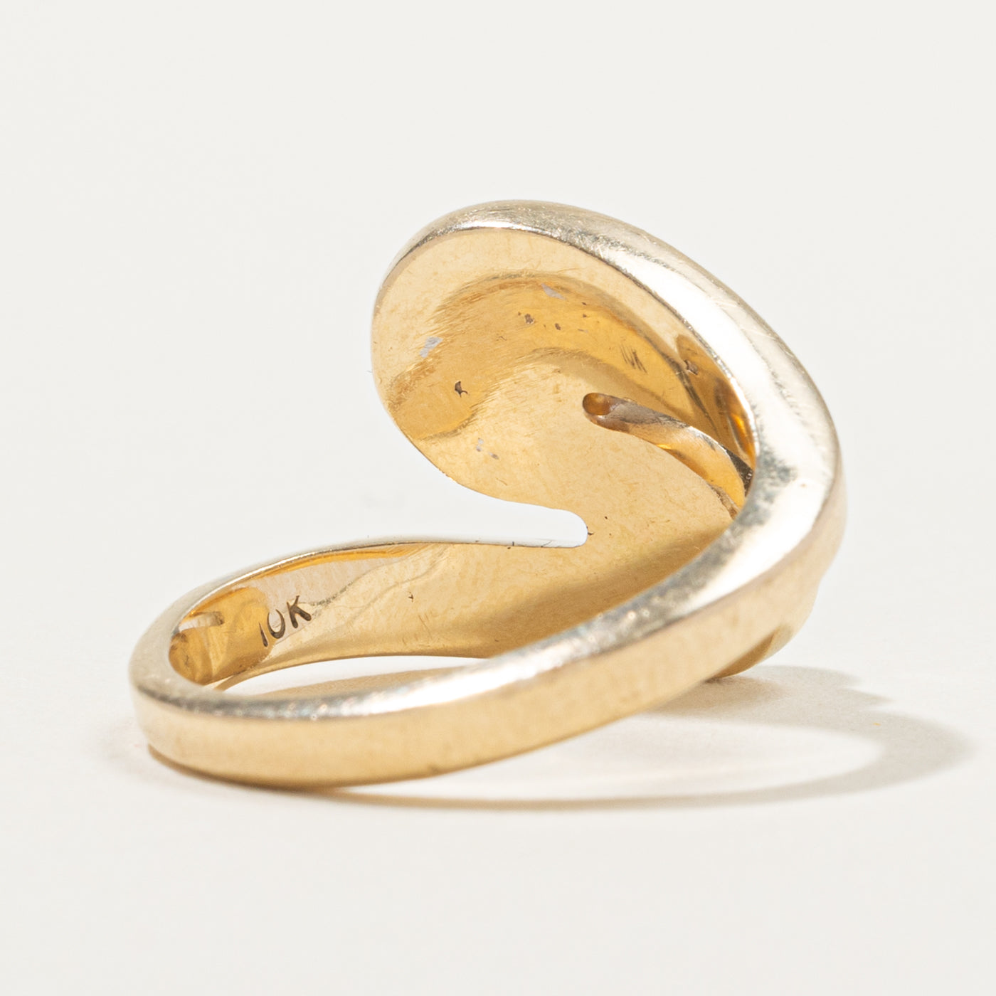 10k Two Stone Diamond & Cultured Pearl Bypass Ring | 0.07ctw | SZ 7.25