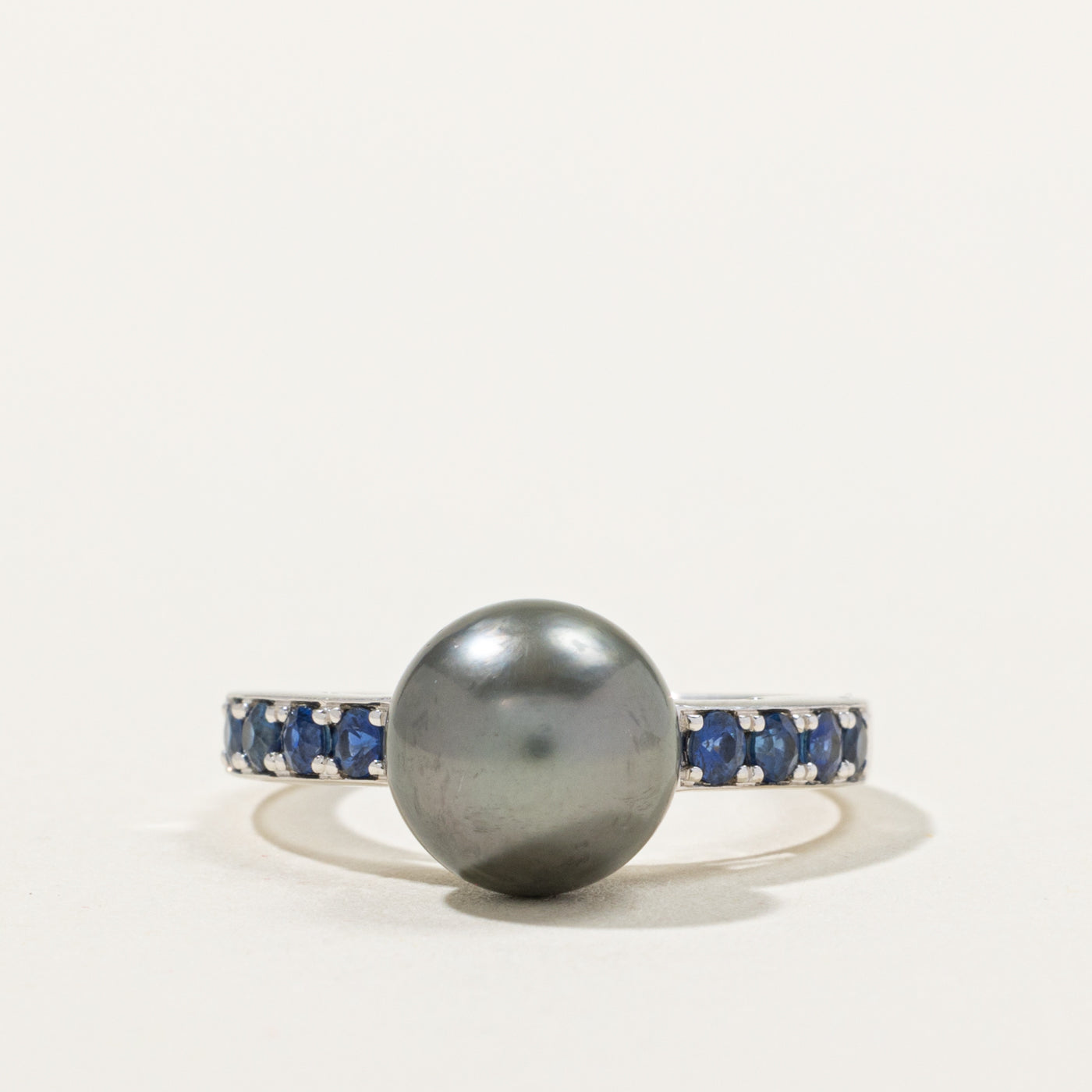 18k Tahitian Pearl & Sapphire Accented Ring | 0.45ctw | SZ 7