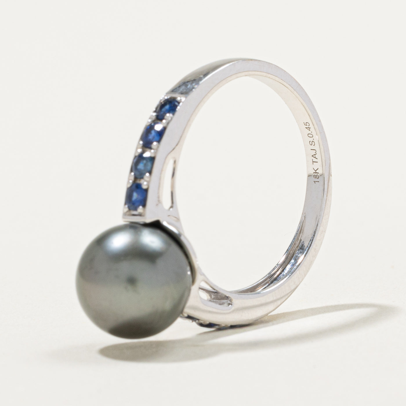 18k Tahitian Pearl & Sapphire Accented Ring | 0.45ctw | SZ 7