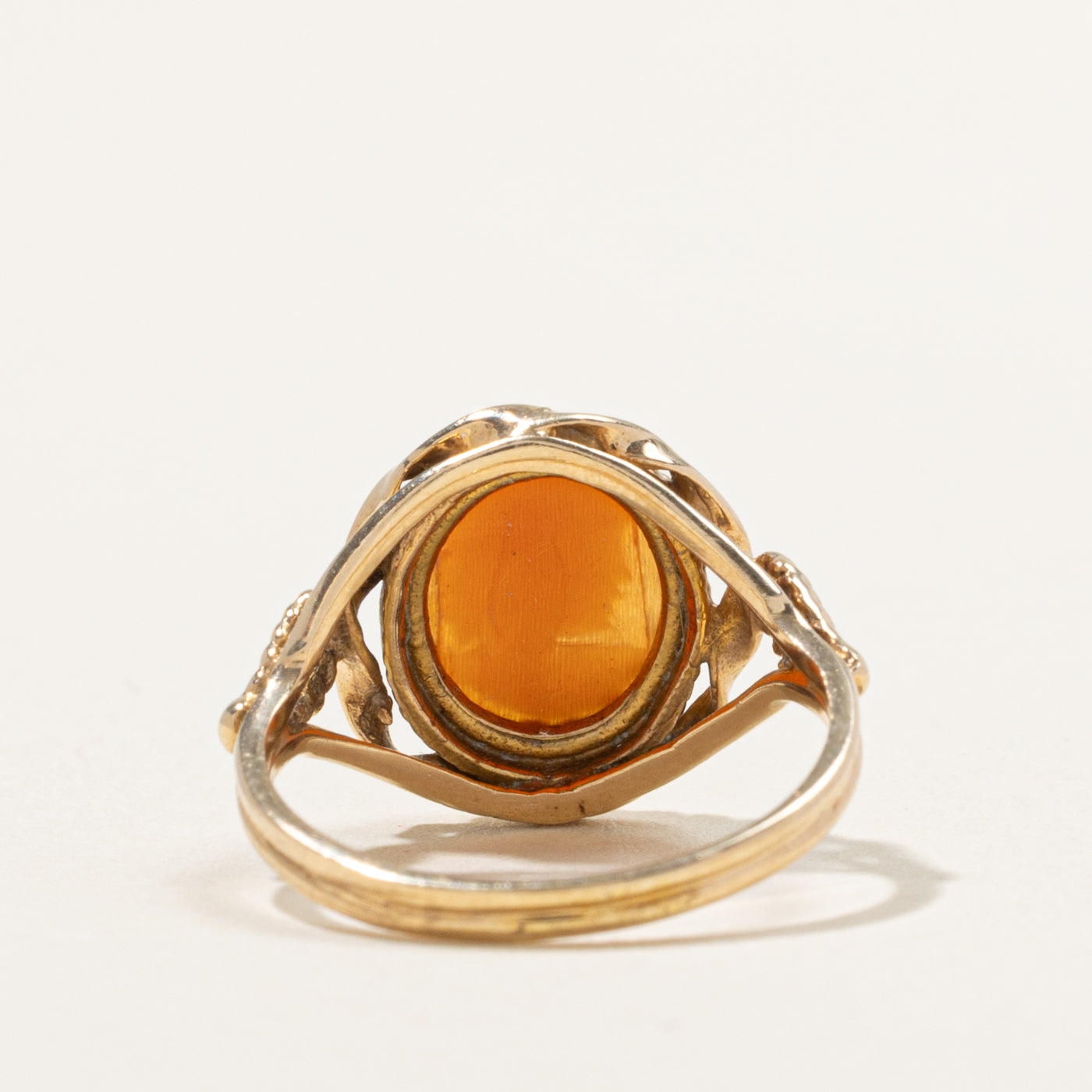 10k Solitaire Shell Cameo Textured Ring | 1.20ct | SZ 5