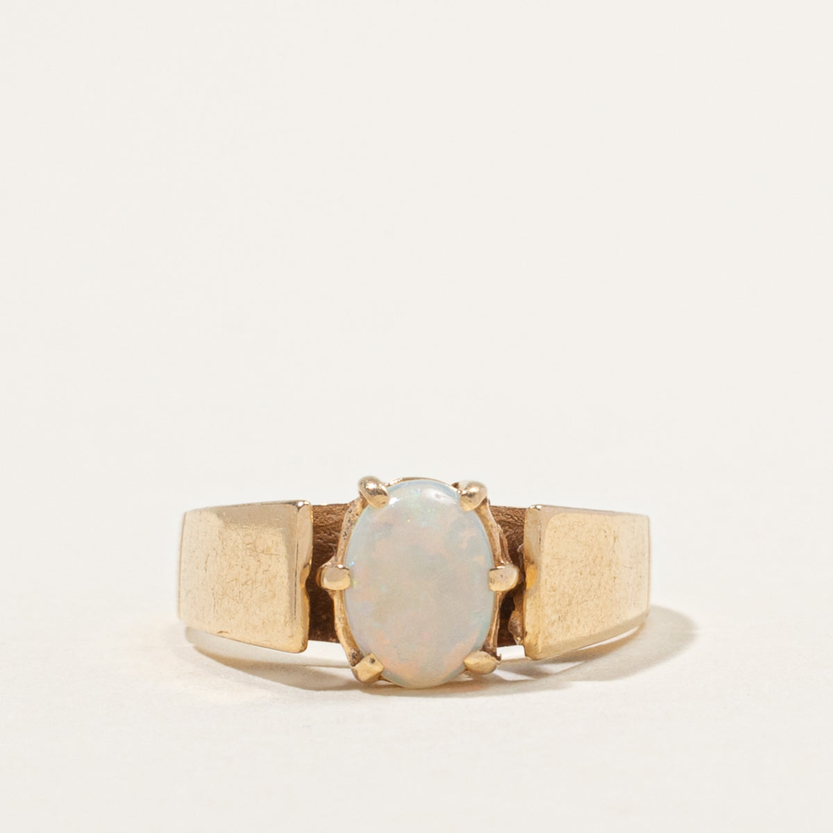 14k Solitaire High Set Opal Ring | 0.50ct | SZ 4.5