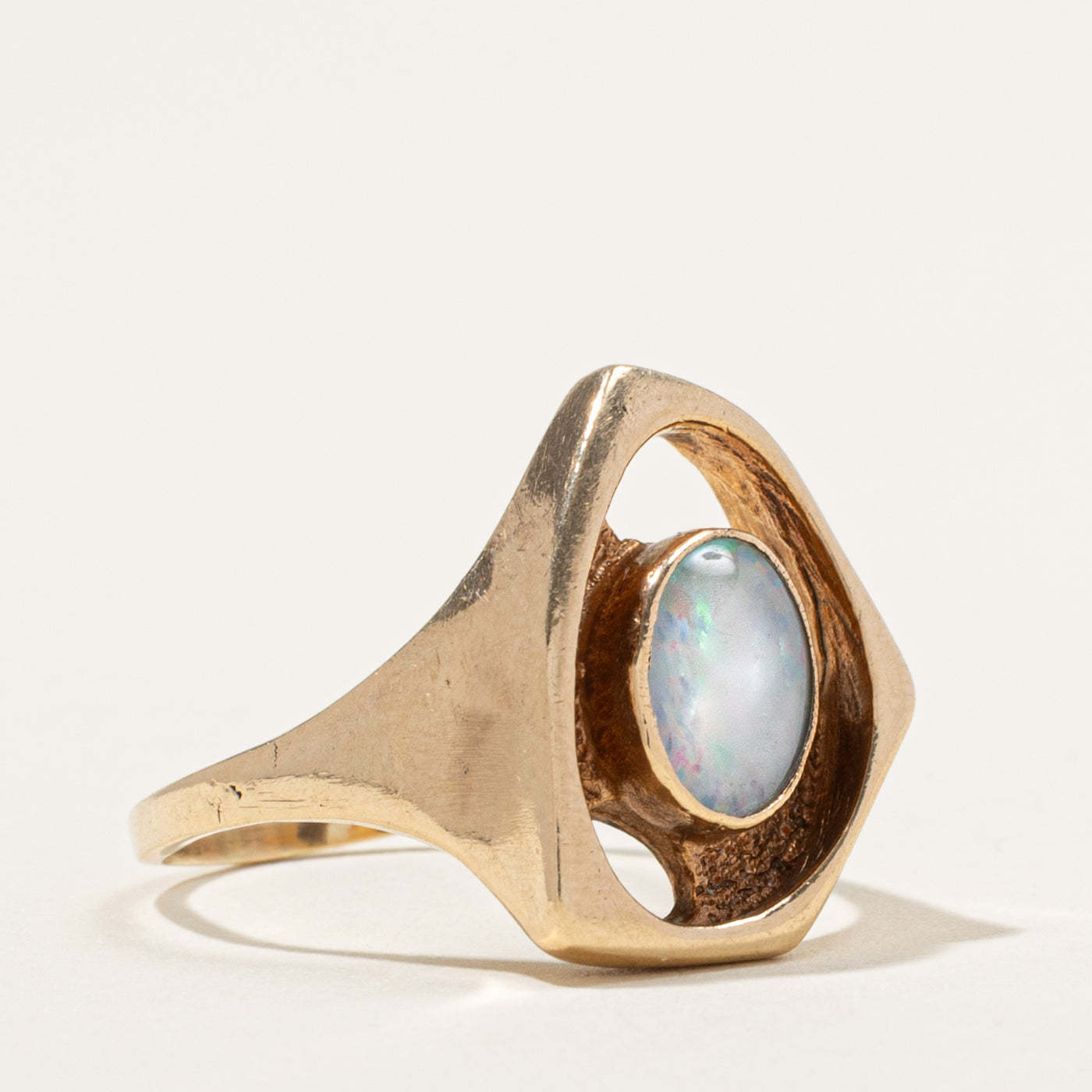 10k Bezel Set Opal Openwork Abstract Ring | 1.21ct | SZ 9